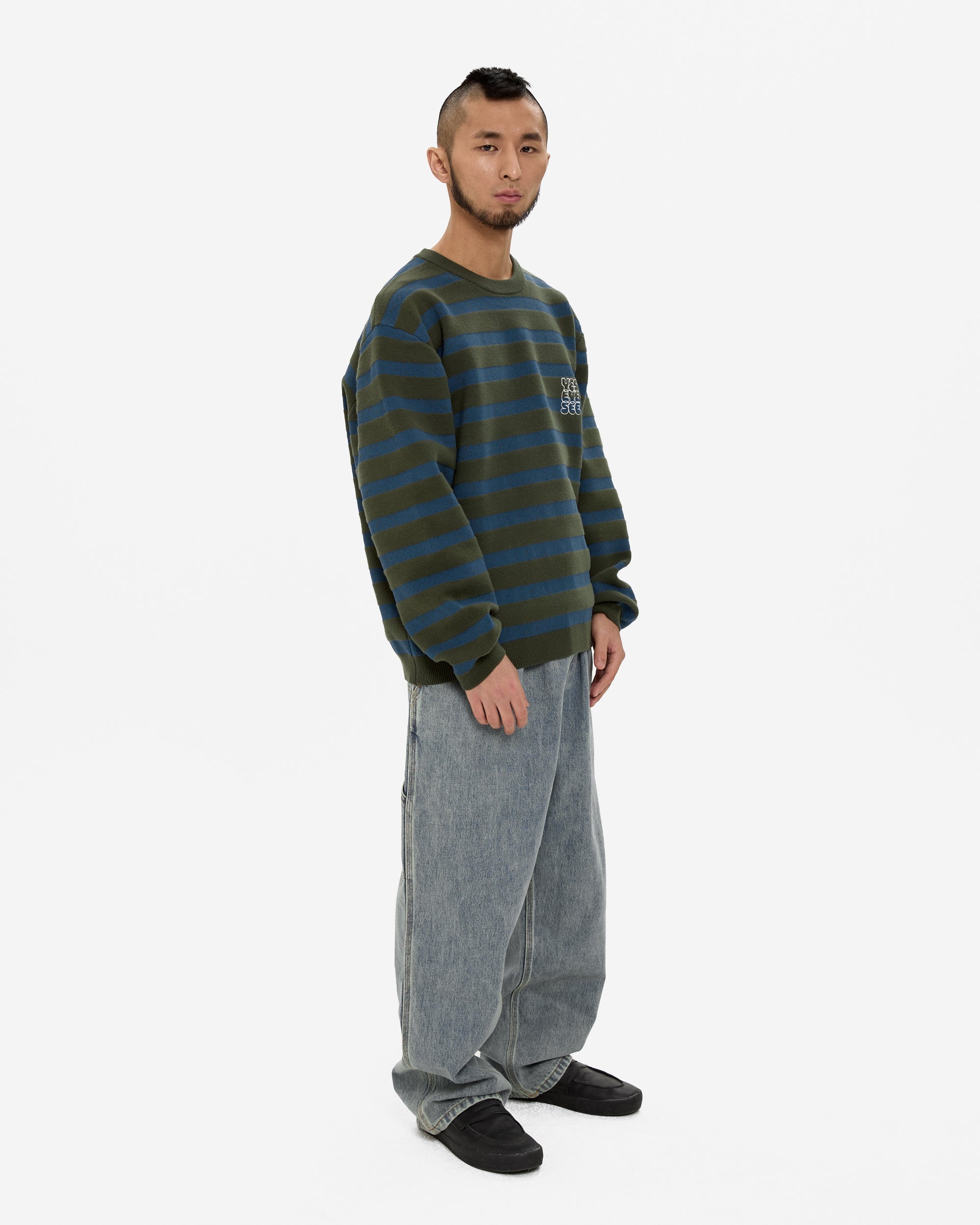 yeseyesee - Speckled Stripe Knit Pullover (Deep Green) product image 7 | TRAB K-Fashion Australia