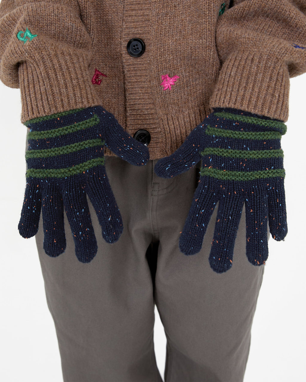 yeseyesee - Stripe Knit Gloves (Navy) product image 6 | TRAB K-Fashion Australia