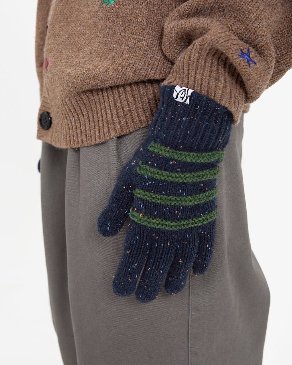 yeseyesee - Stripe Knit Gloves (Navy) product image 7 | TRAB K-Fashion Australia
