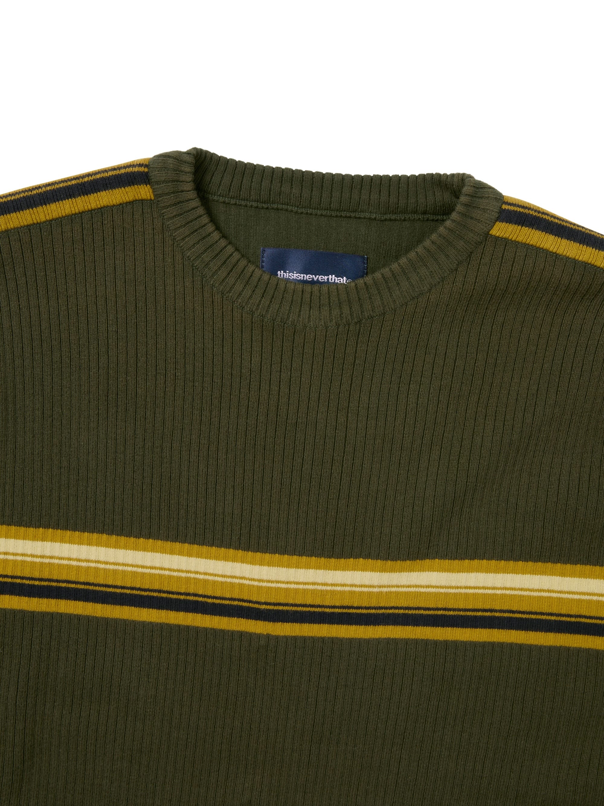thisisneverthat - Striped Knit L/S Top (Olive) product image 2 | TRAB K-Fashion Australia