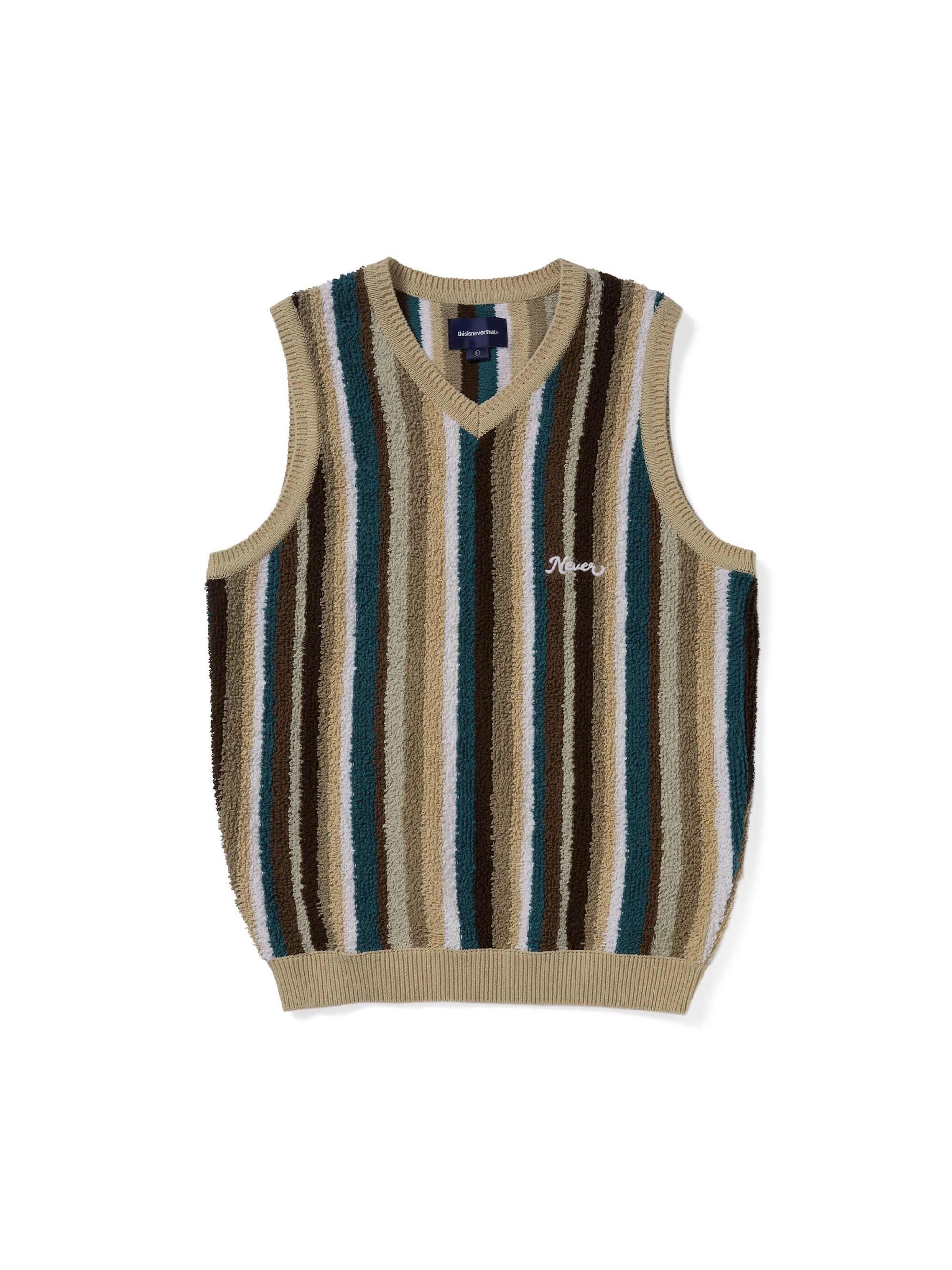 thisisneverthat - Striped Knit Vest (Beige) product image 1 | TRAB K-Fashion Australia