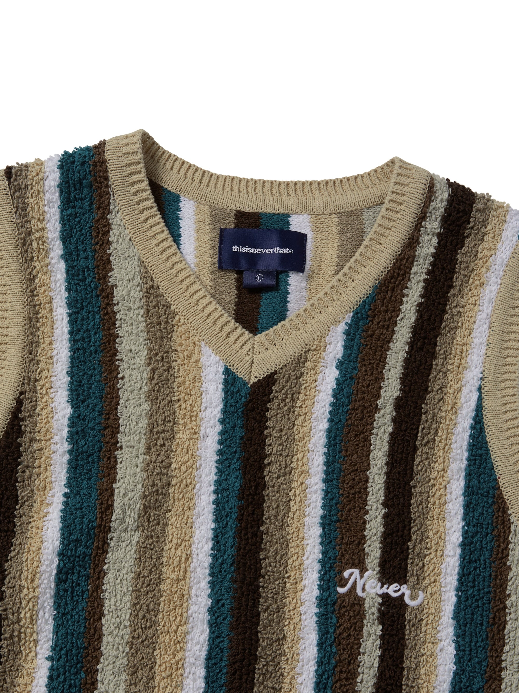 thisisneverthat - Striped Knit Vest (Beige) product image 2 | TRAB K-Fashion Australia