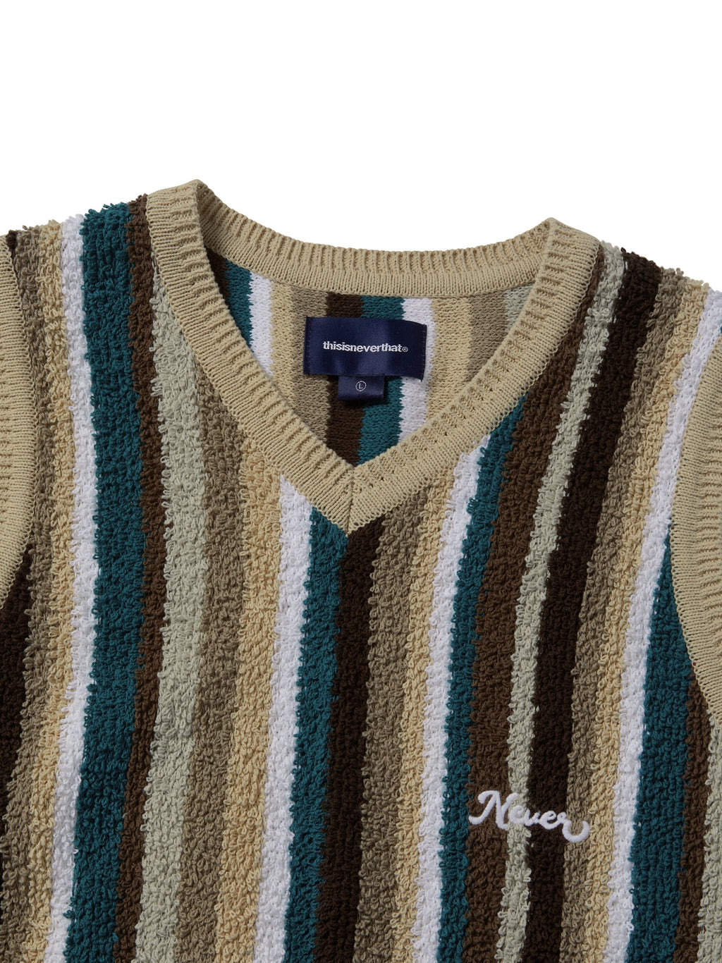 thisisneverthat - Striped Knit Vest (Beige) product image 2 | TRAB K-Fashion Australia
