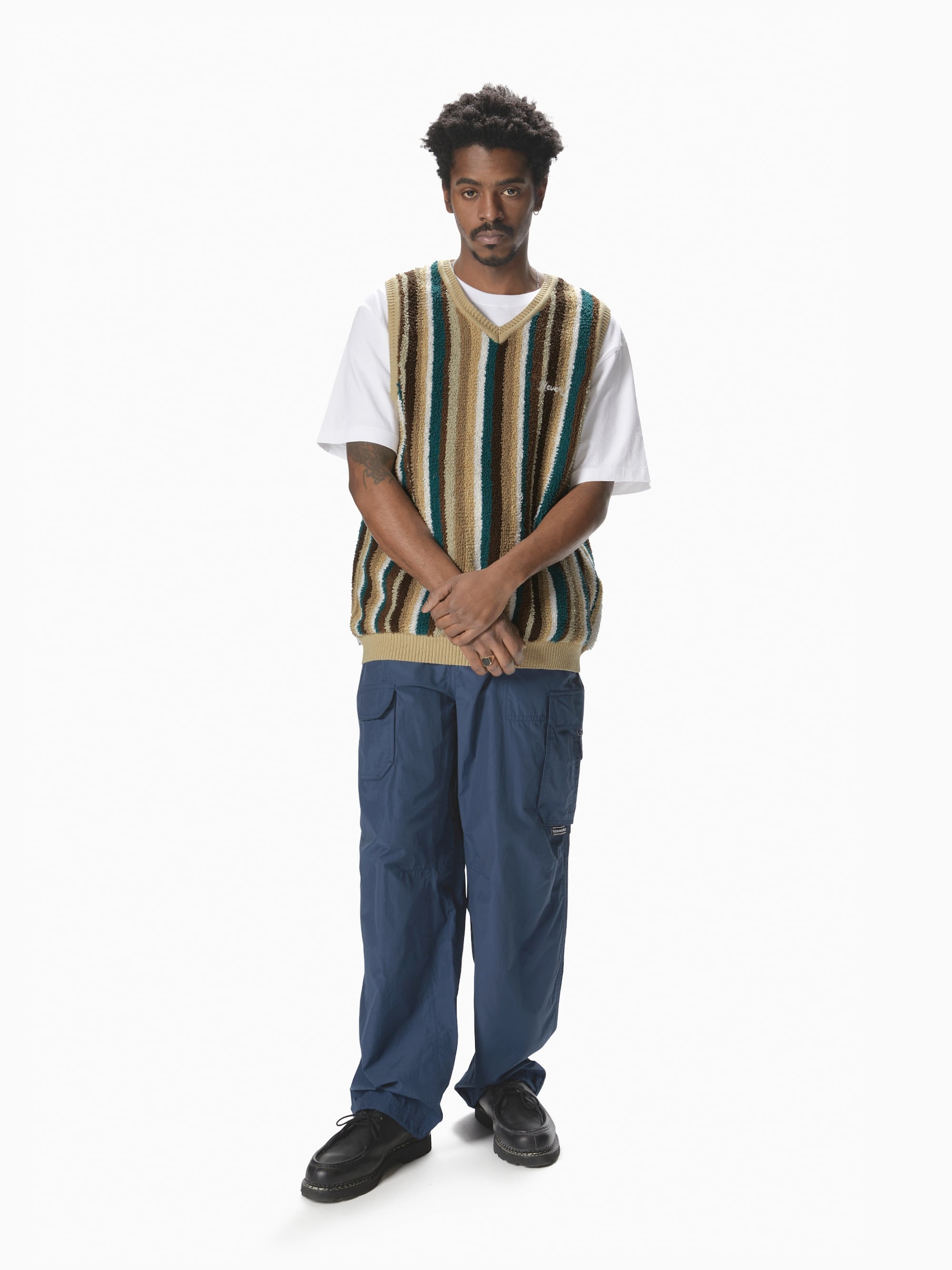 thisisneverthat - Striped Knit Vest (Beige) product image 4 | TRAB K-Fashion Australia