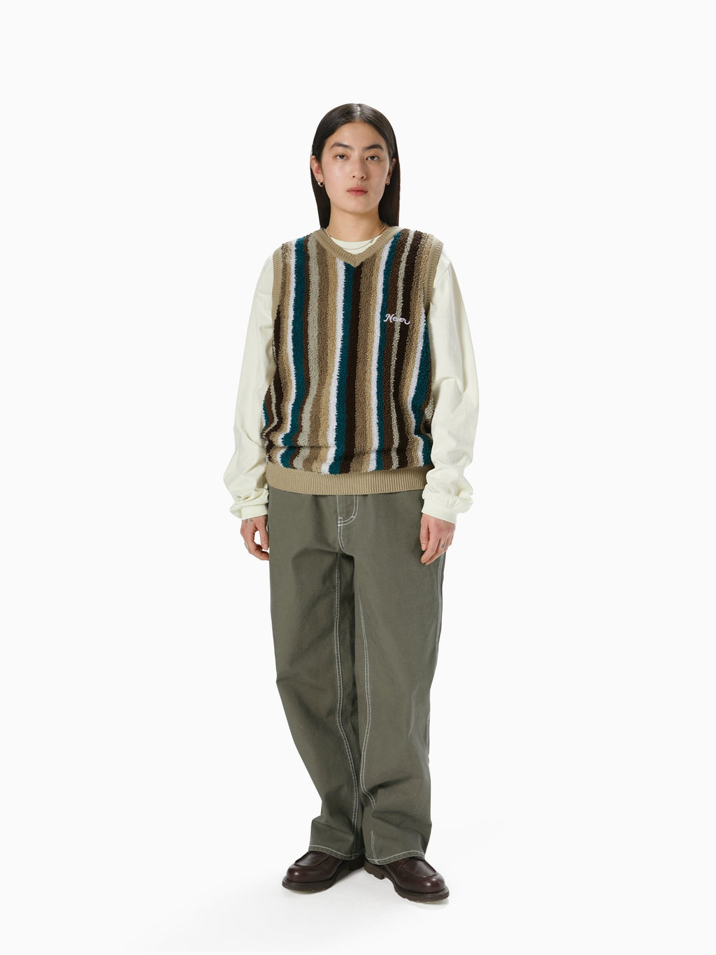 thisisneverthat - Striped Knit Vest (Beige) product image 5 | TRAB K-Fashion Australia