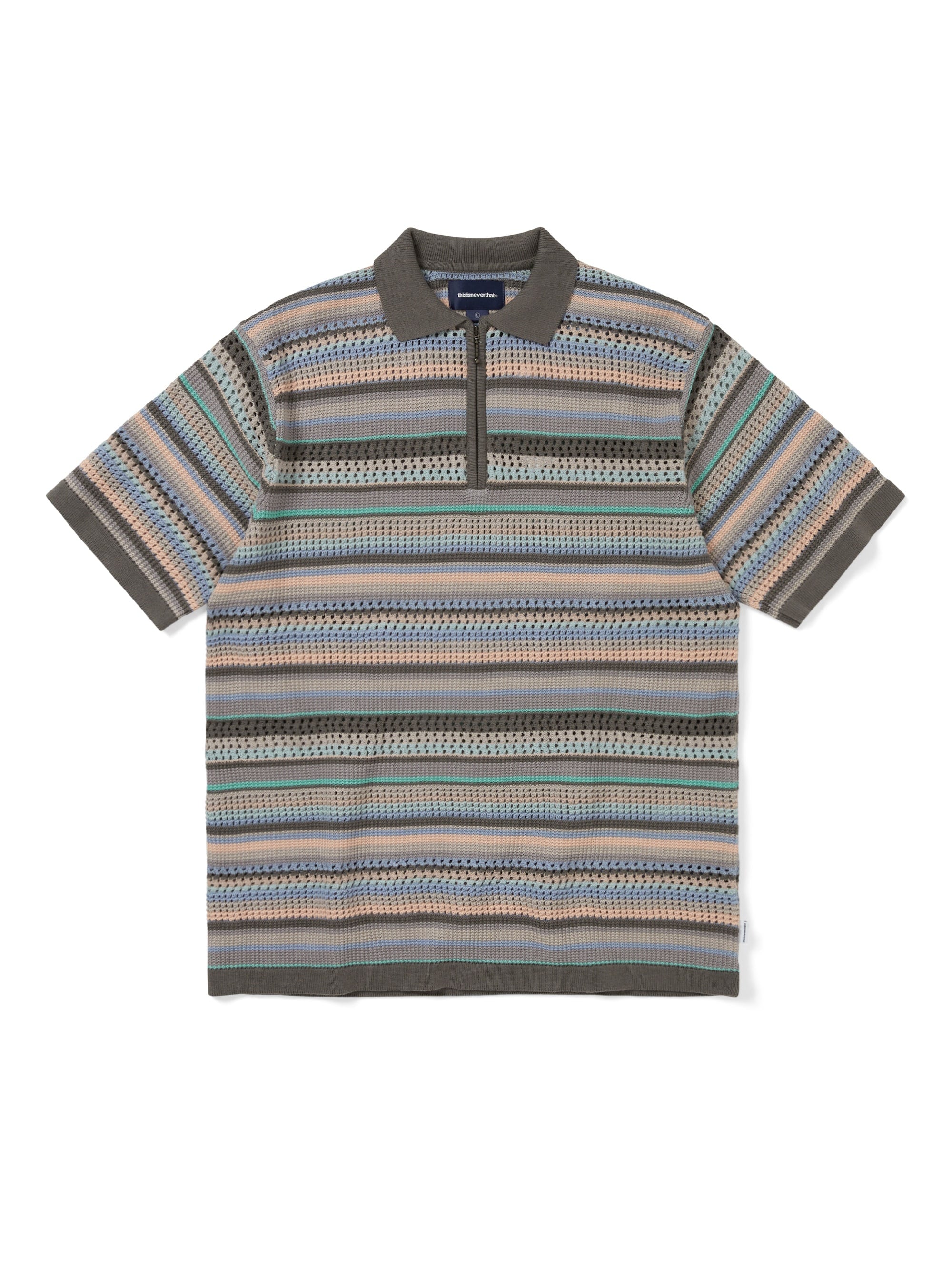 thisisneverthat - Striped S/S KnIt Polo (Pink Grey) product image 1 | TRAB K-Fashion Australia