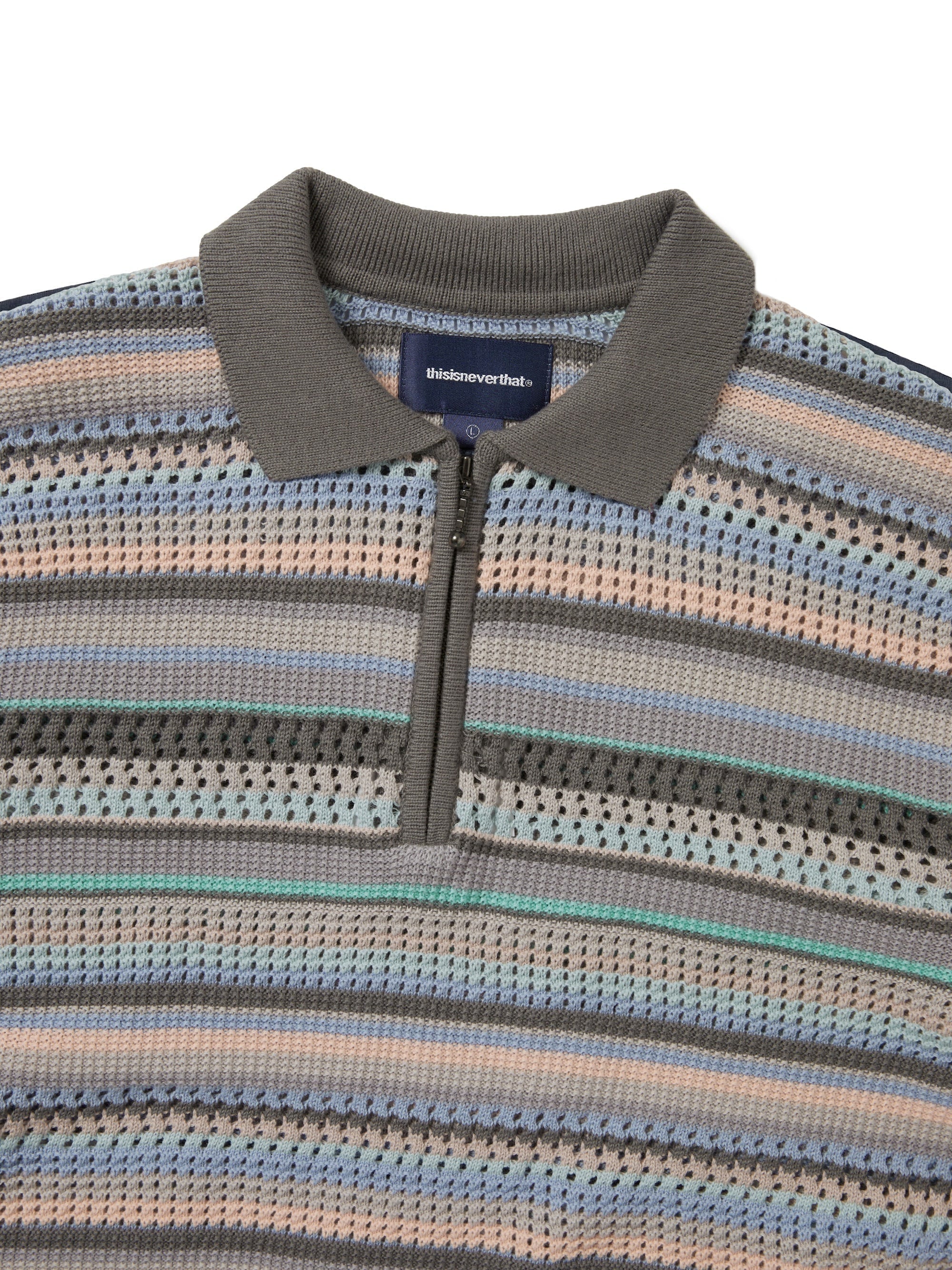 thisisneverthat - Striped S/S KnIt Polo (Pink Grey) product image 2 | TRAB K-Fashion Australia