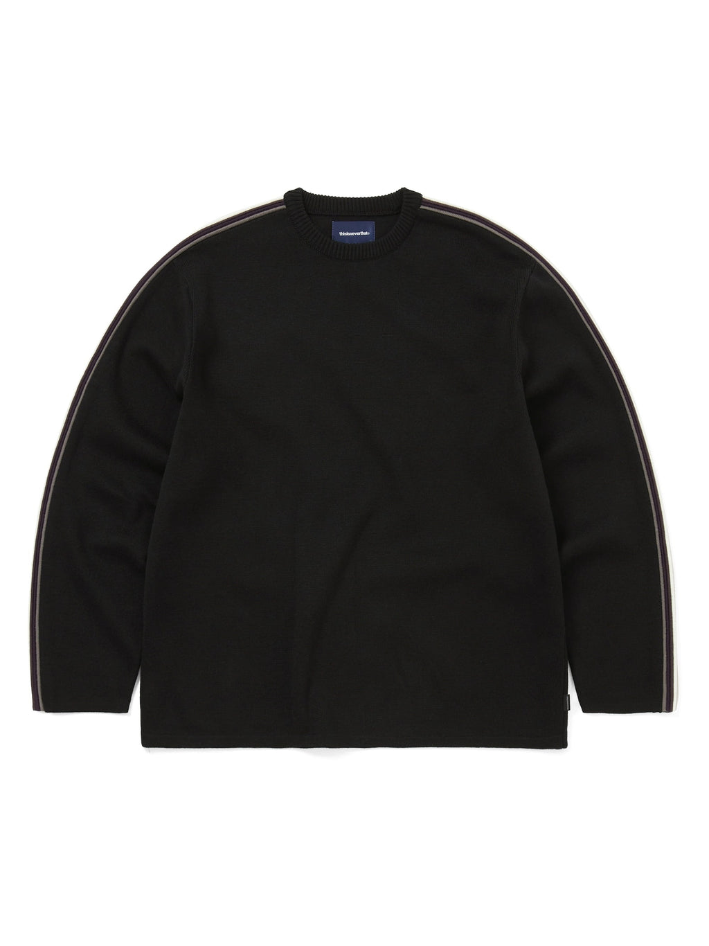 thisisneverthat - Striped Sleeve Knit Crew (Black) product image 1 | TRAB K-Fashion Australia