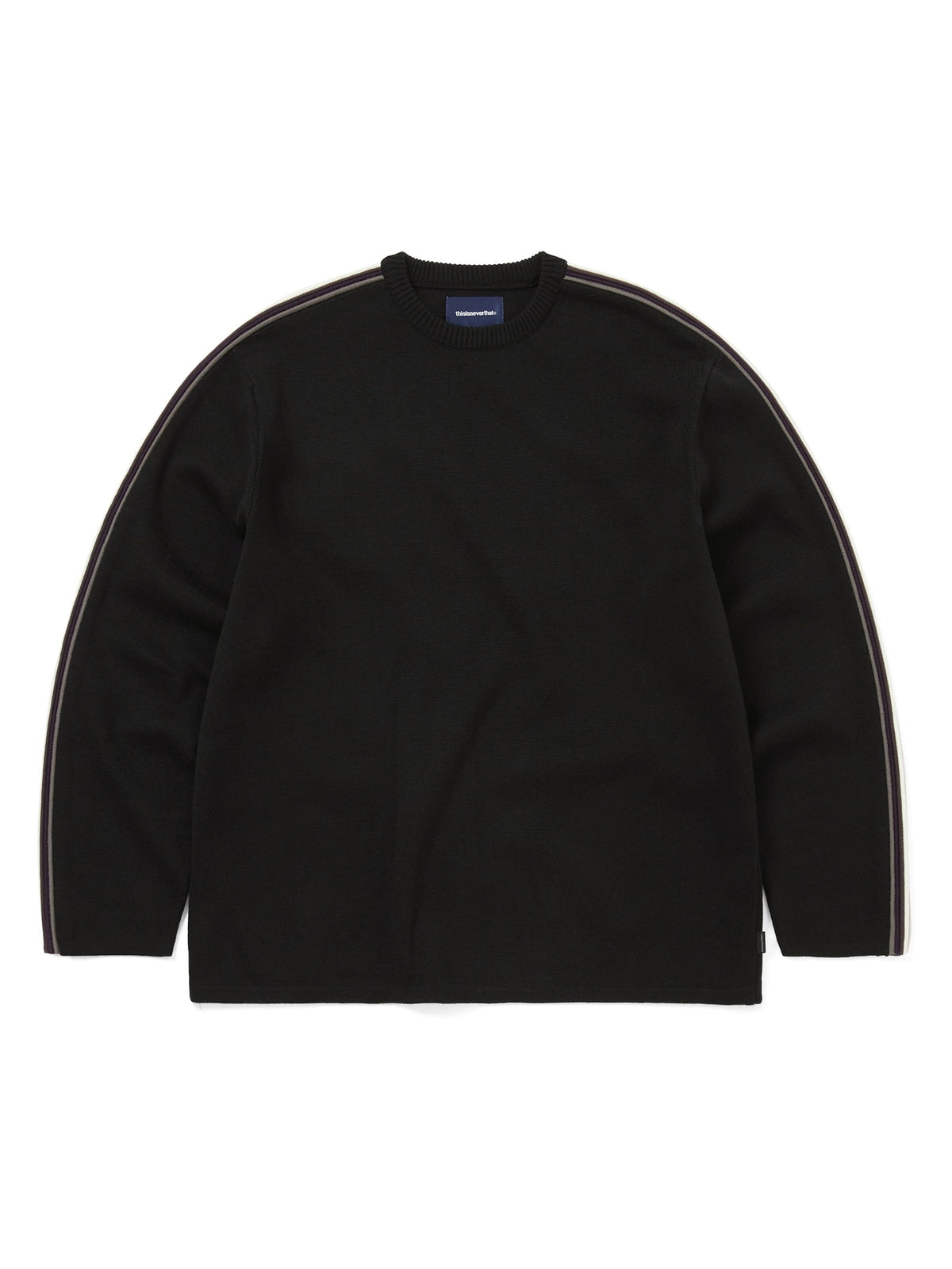 thisisneverthat - Striped Sleeve Knit Crew (Black) product image 1 | TRAB K-Fashion Australia