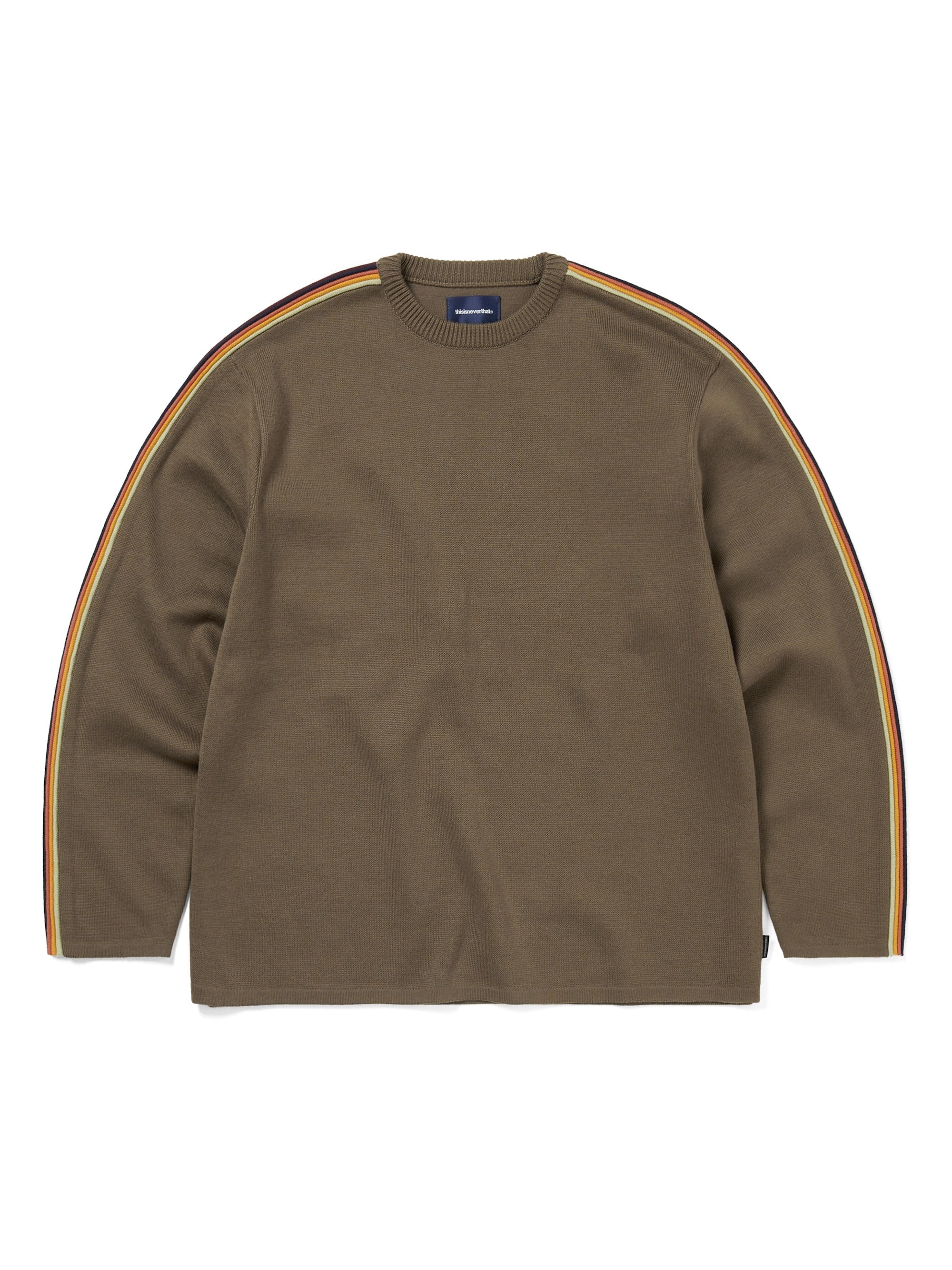 thisisneverthat - Striped Sleeve Knit Crew (Brown) product image 1 | TRAB K-Fashion Australia