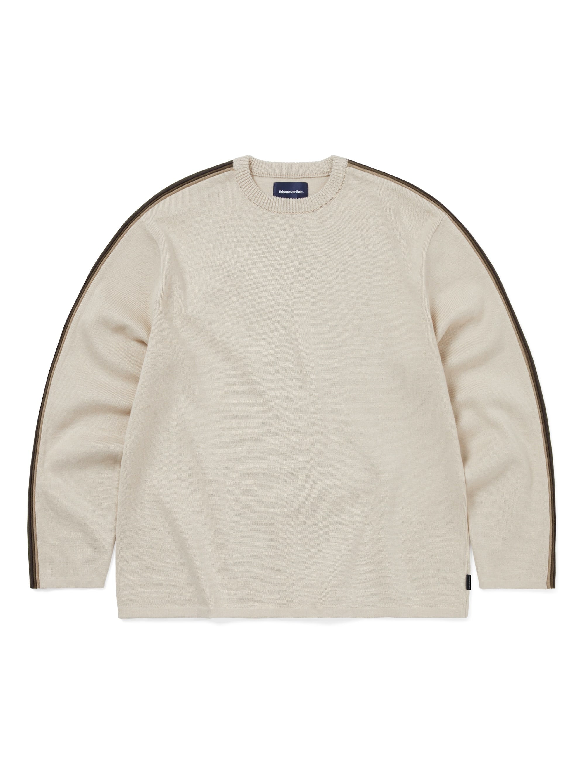 thisisneverthat - Striped Sleeve Knit Crew (Ivory) product image 1 | TRAB K-Fashion Australia
