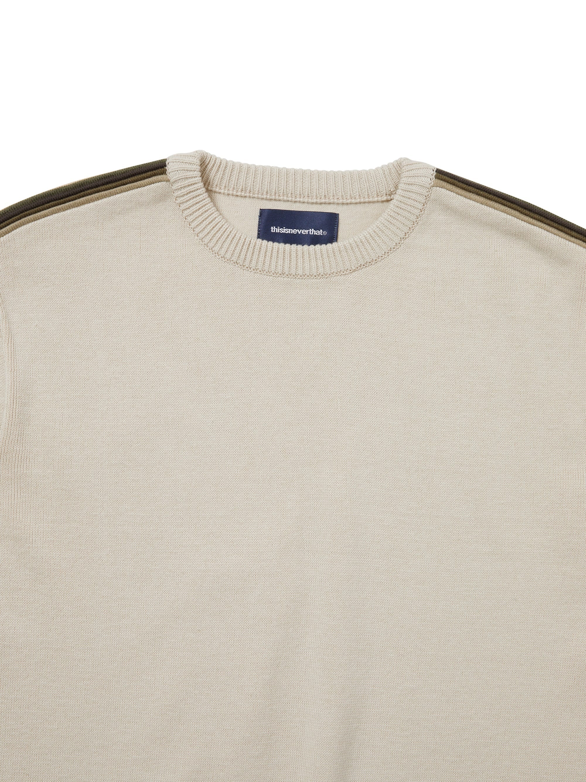thisisneverthat - Striped Sleeve Knit Crew (Ivory) product image 2 | TRAB K-Fashion Australia