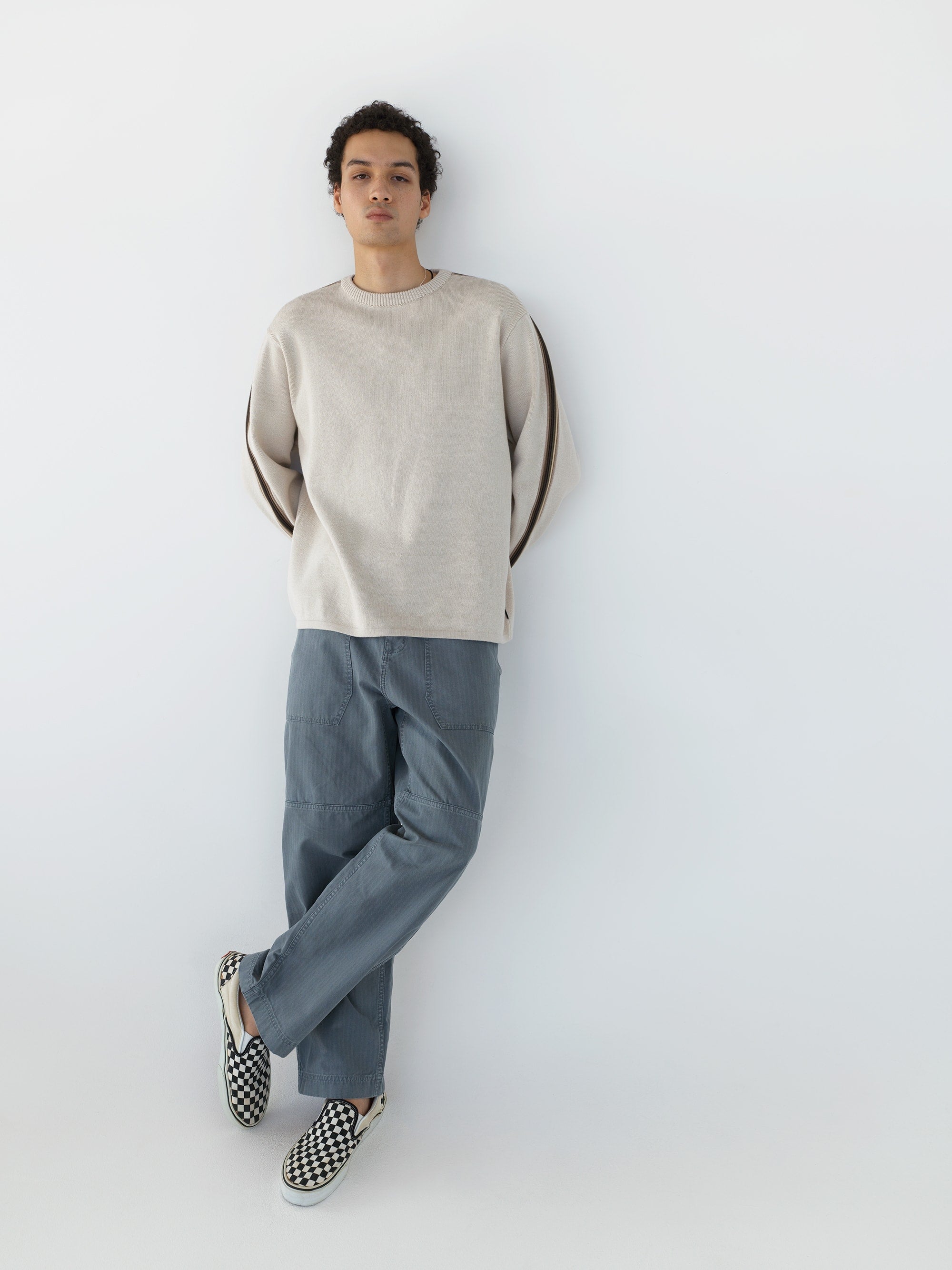thisisneverthat - Striped Sleeve Knit Crew (Ivory) product image 4 | TRAB K-Fashion Australia