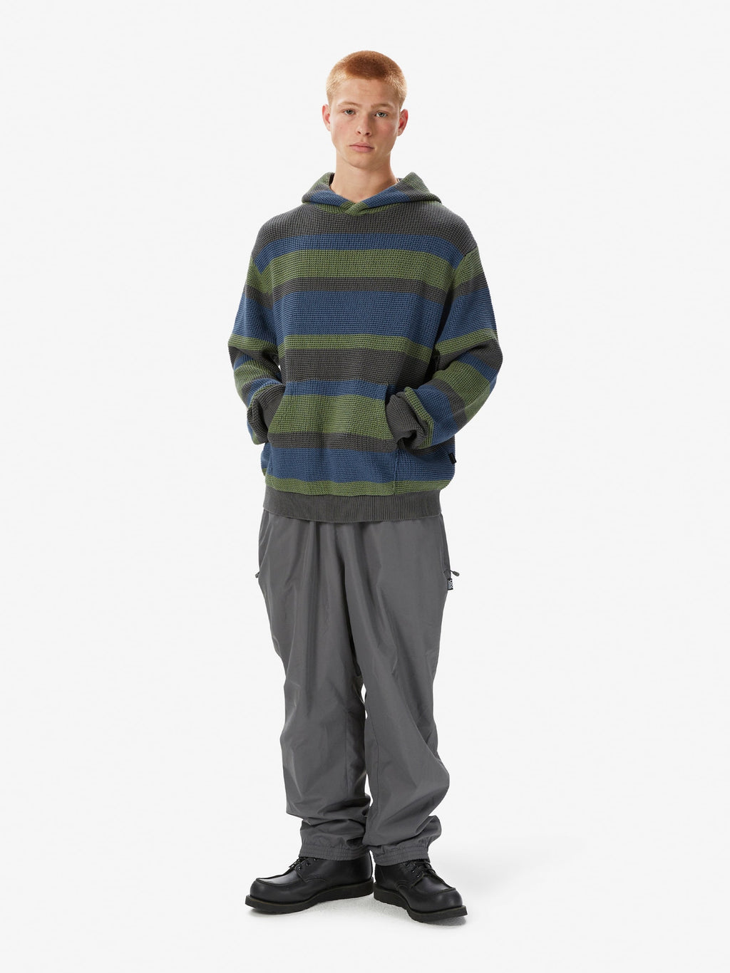 thisisneverthat - Striped Waffle Knit Hoodie (Grey) product image 6 | TRAB K-Fashion Australia