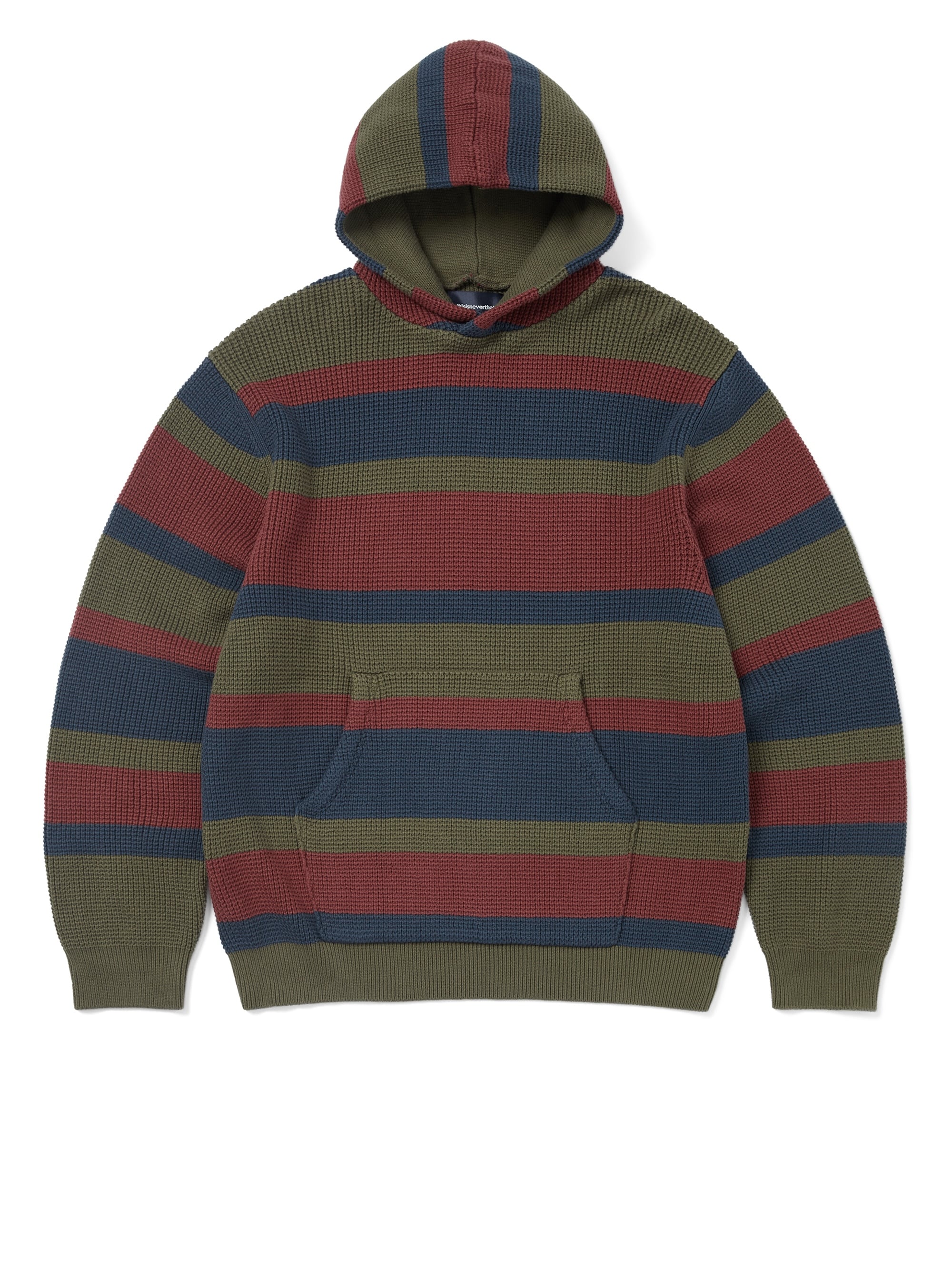 thisisneverthat - Striped Waffle Knit Hoodie (Olive) product image 1 | TRAB K-Fashion Australia