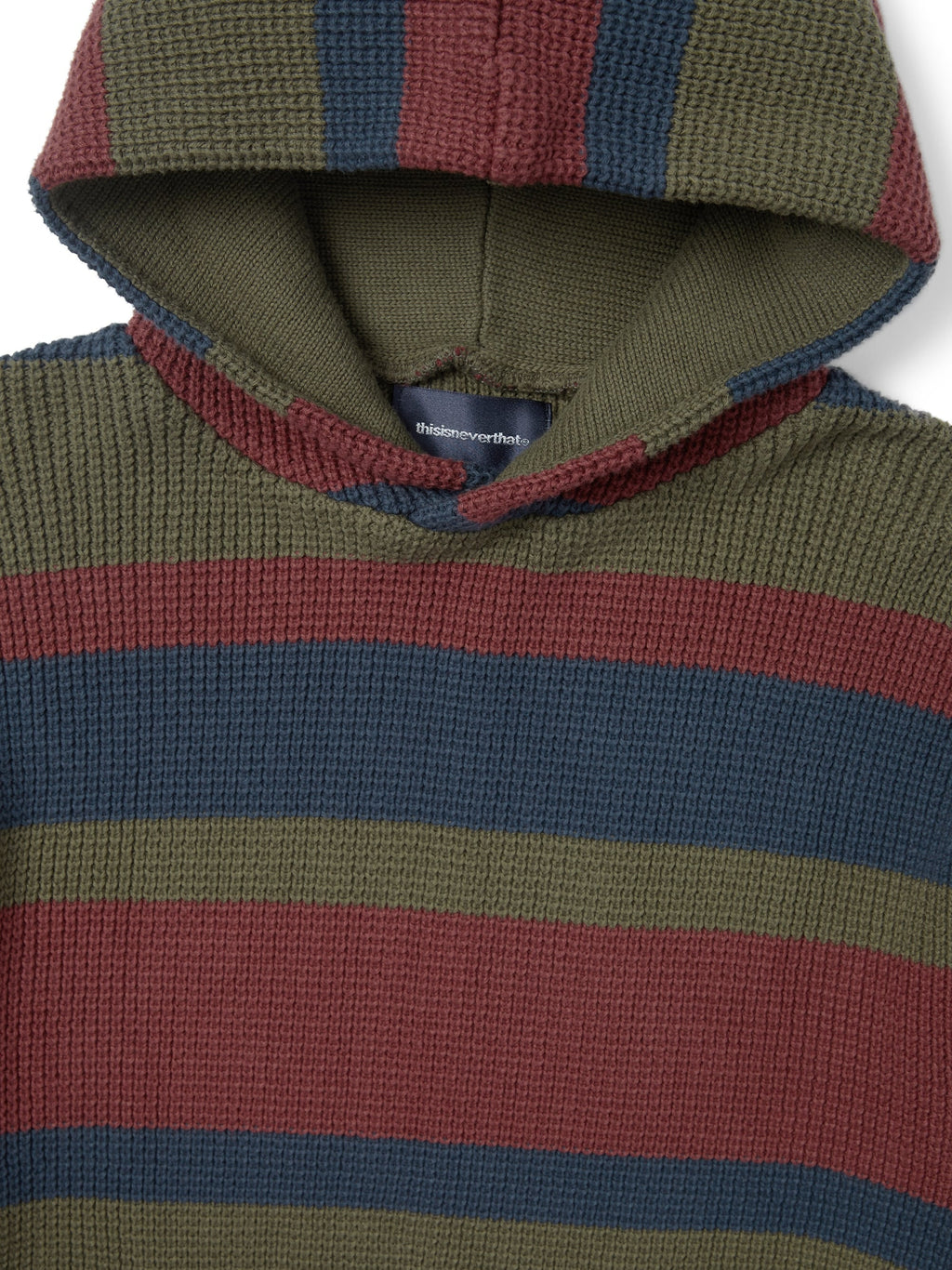 thisisneverthat - Striped Waffle Knit Hoodie (Olive) product image 2 | TRAB K-Fashion Australia