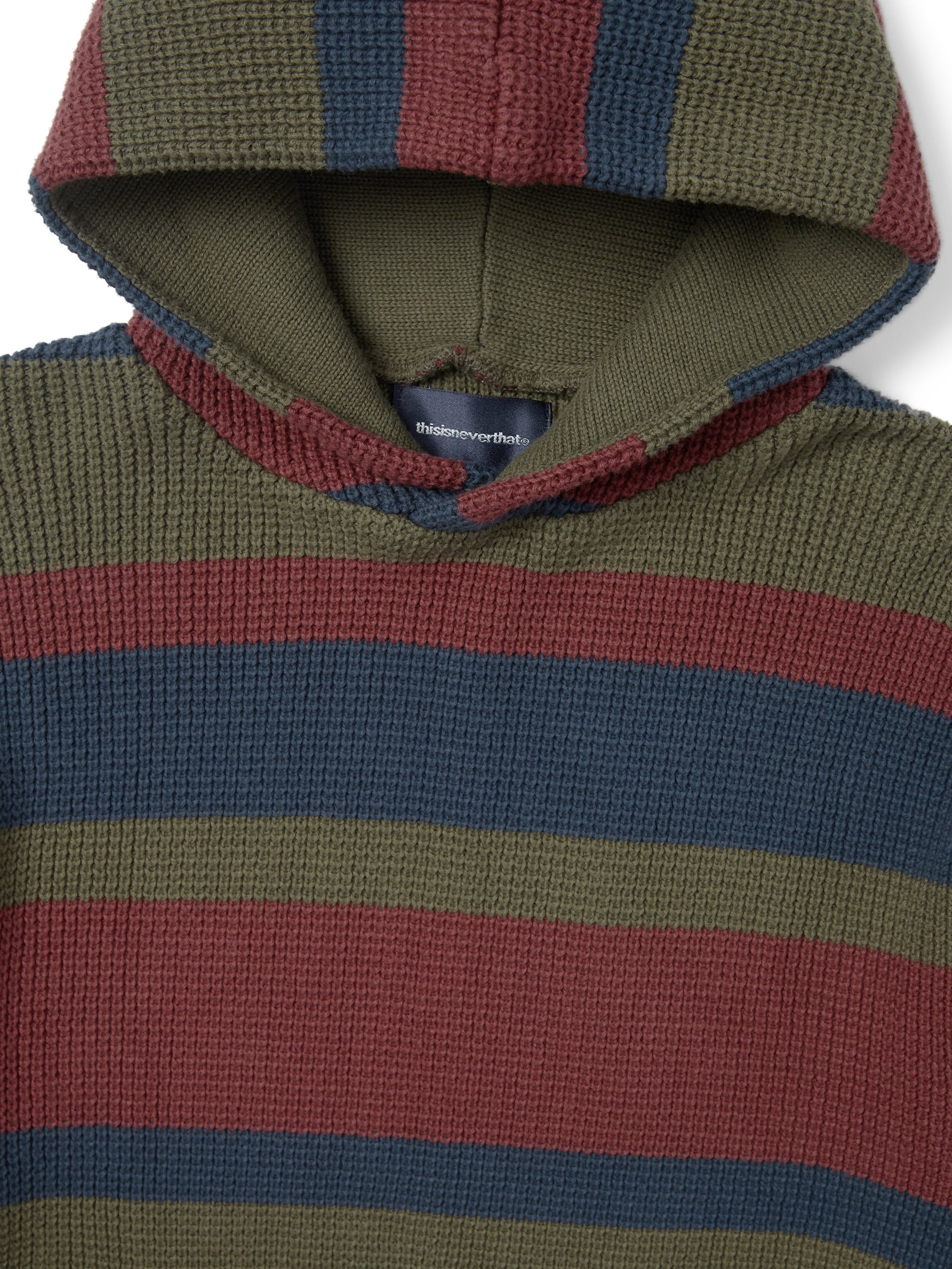 thisisneverthat - Striped Waffle Knit Hoodie (Olive) product image 2 | TRAB K-Fashion Australia