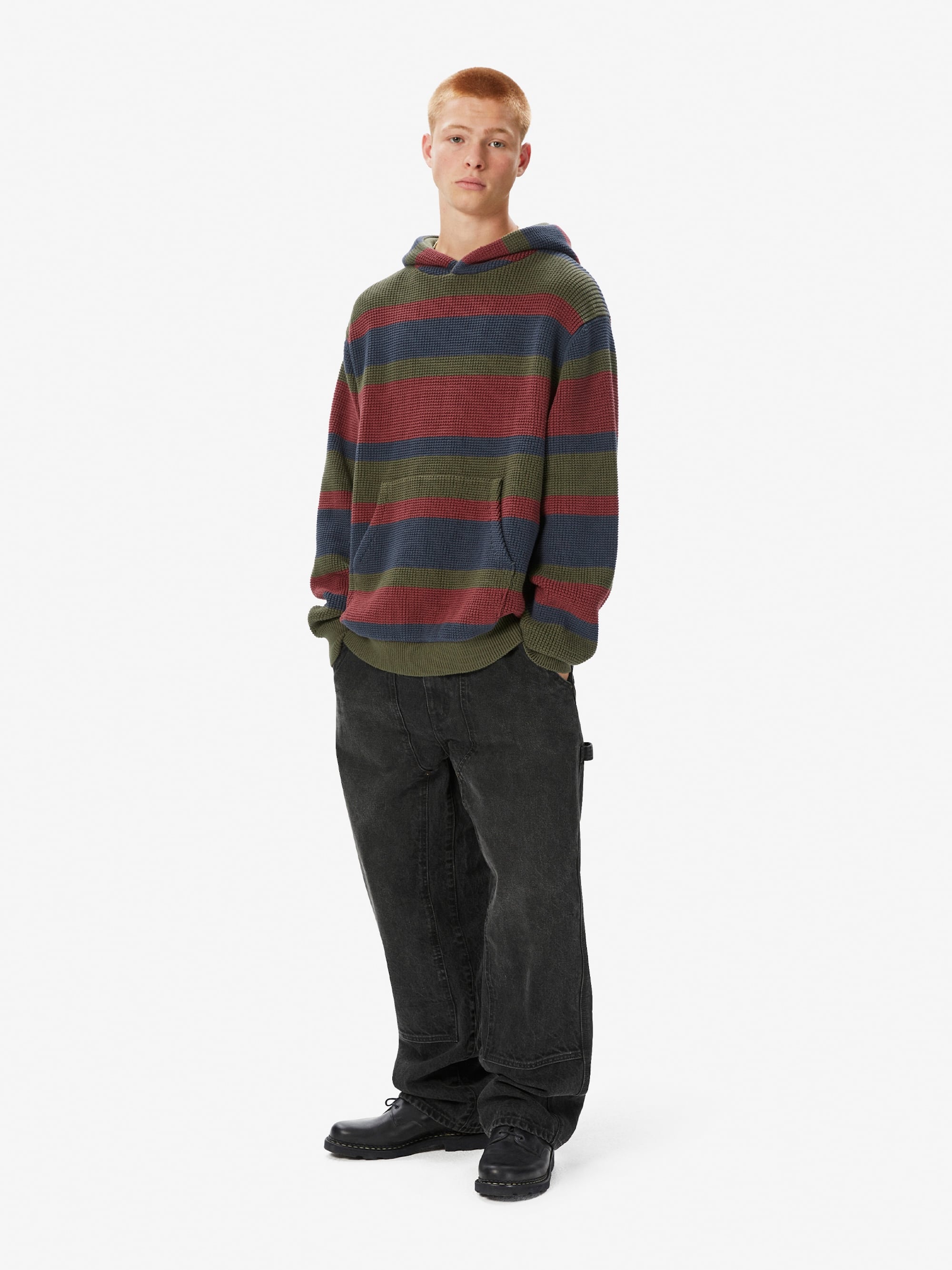 thisisneverthat - Striped Waffle Knit Hoodie (Olive) product image 6 | TRAB K-Fashion Australia
