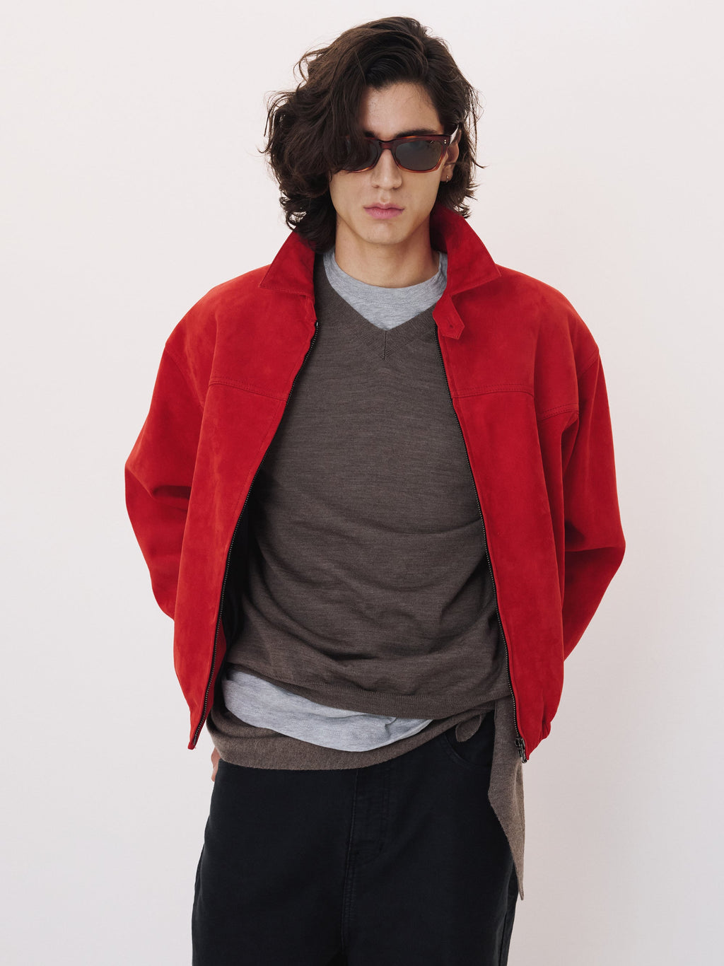 Recto - Suede Harrington Jumper (Scarlet Red) product image 3 | TRAB K-Fashion Australia