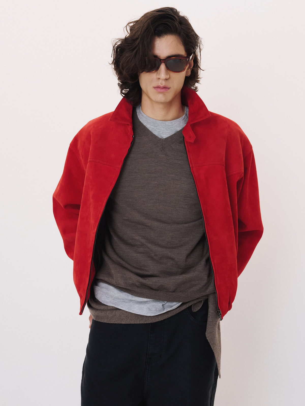 Recto - Suede Harrington Jumper (Scarlet Red) product image 3 | TRAB K-Fashion Australia