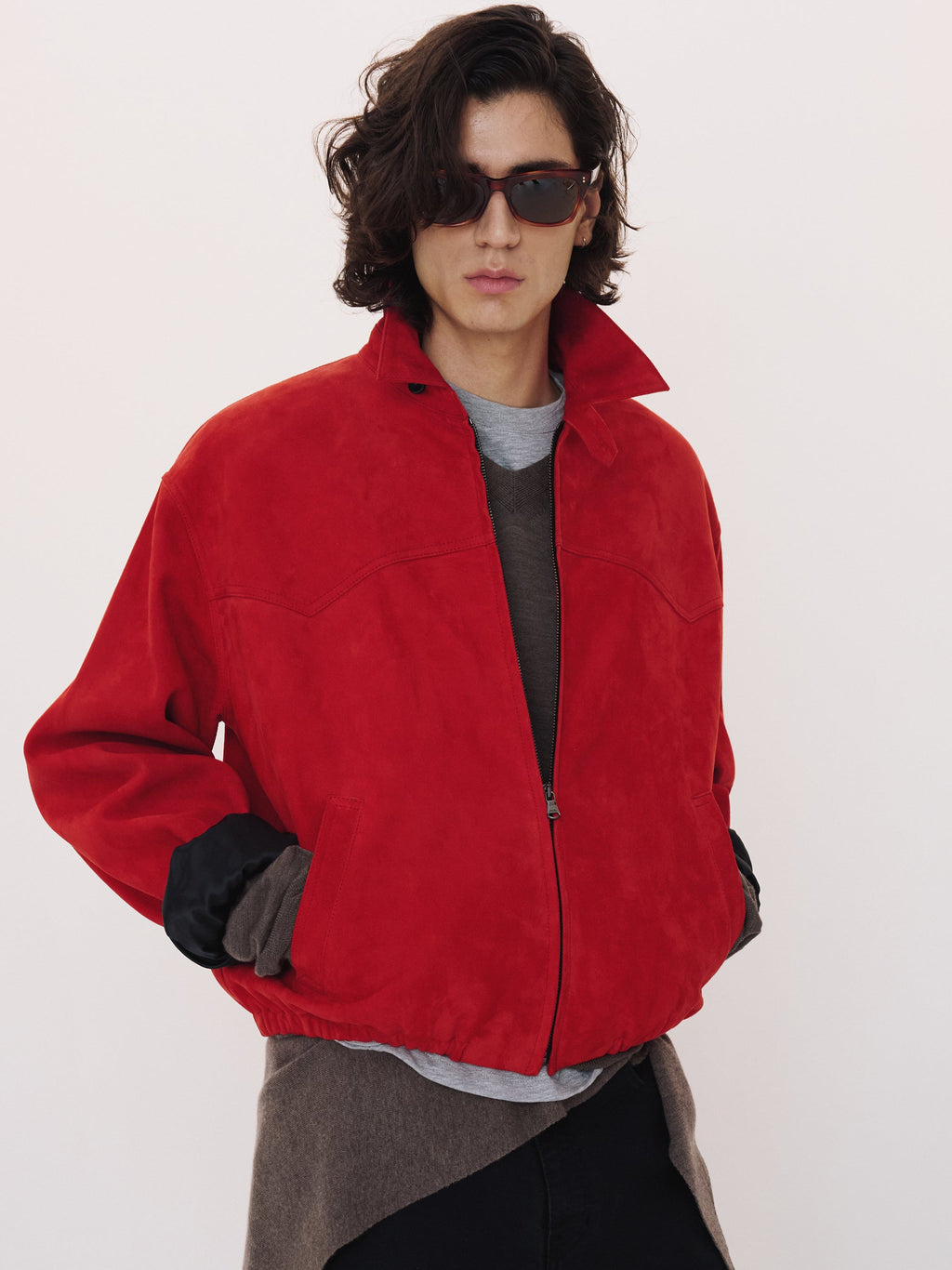 Recto - Suede Harrington Jumper (Scarlet Red) product image 4 | TRAB K-Fashion Australia