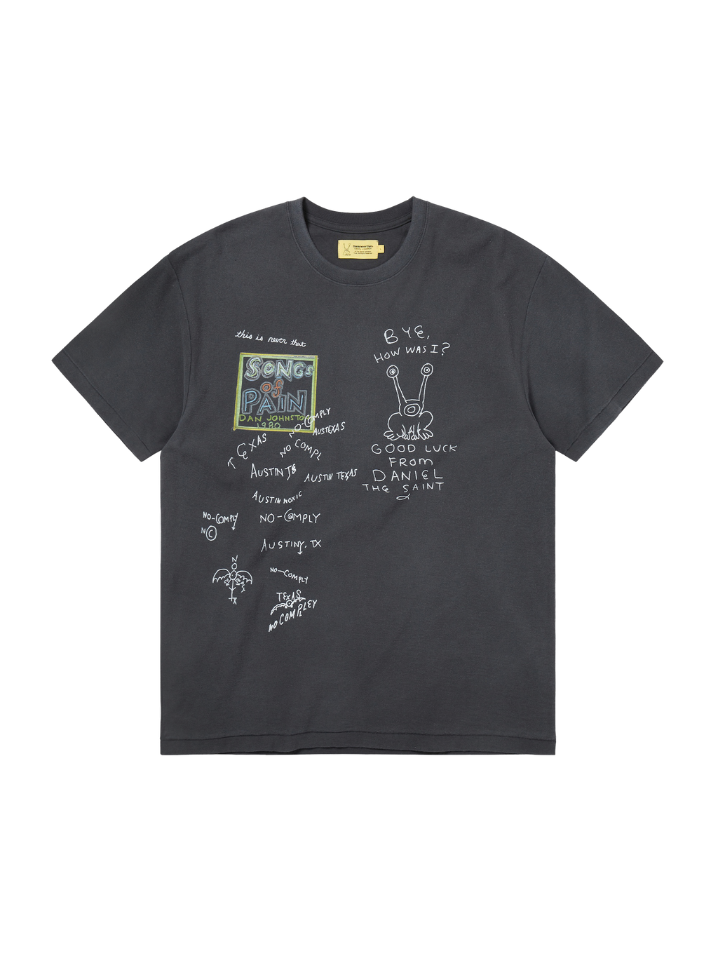 thisisneverthat - TNT Daniel Johnston SONGS of PAIN Faded Tee (Off Black) product image 1 | TRAB K-Fashion Australia