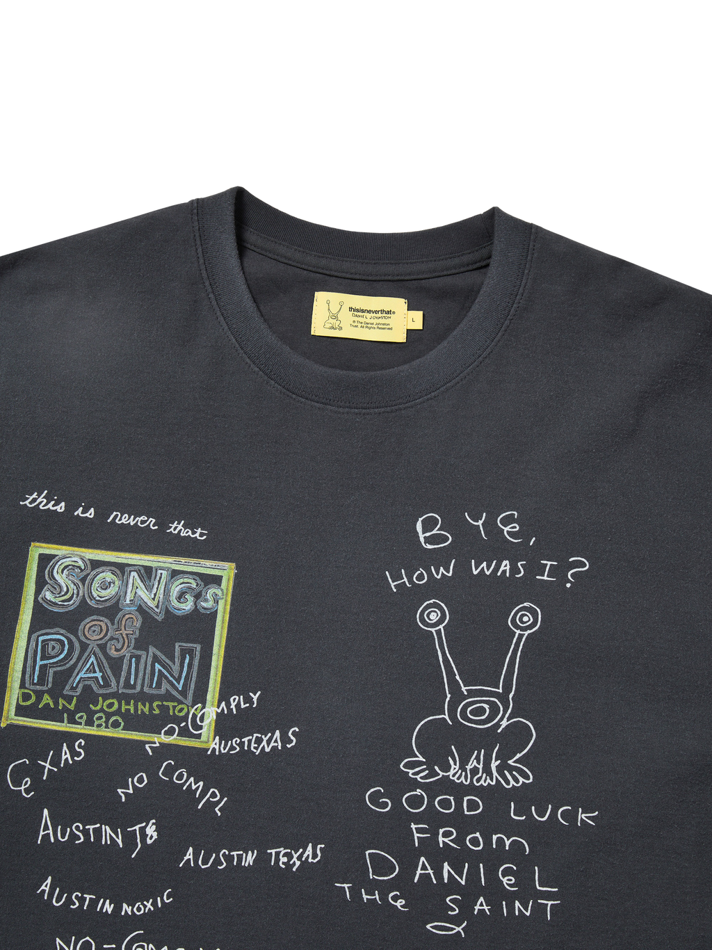 thisisneverthat - TNT Daniel Johnston SONGS of PAIN Faded Tee (Off Black) product image 2 | TRAB K-Fashion Australia