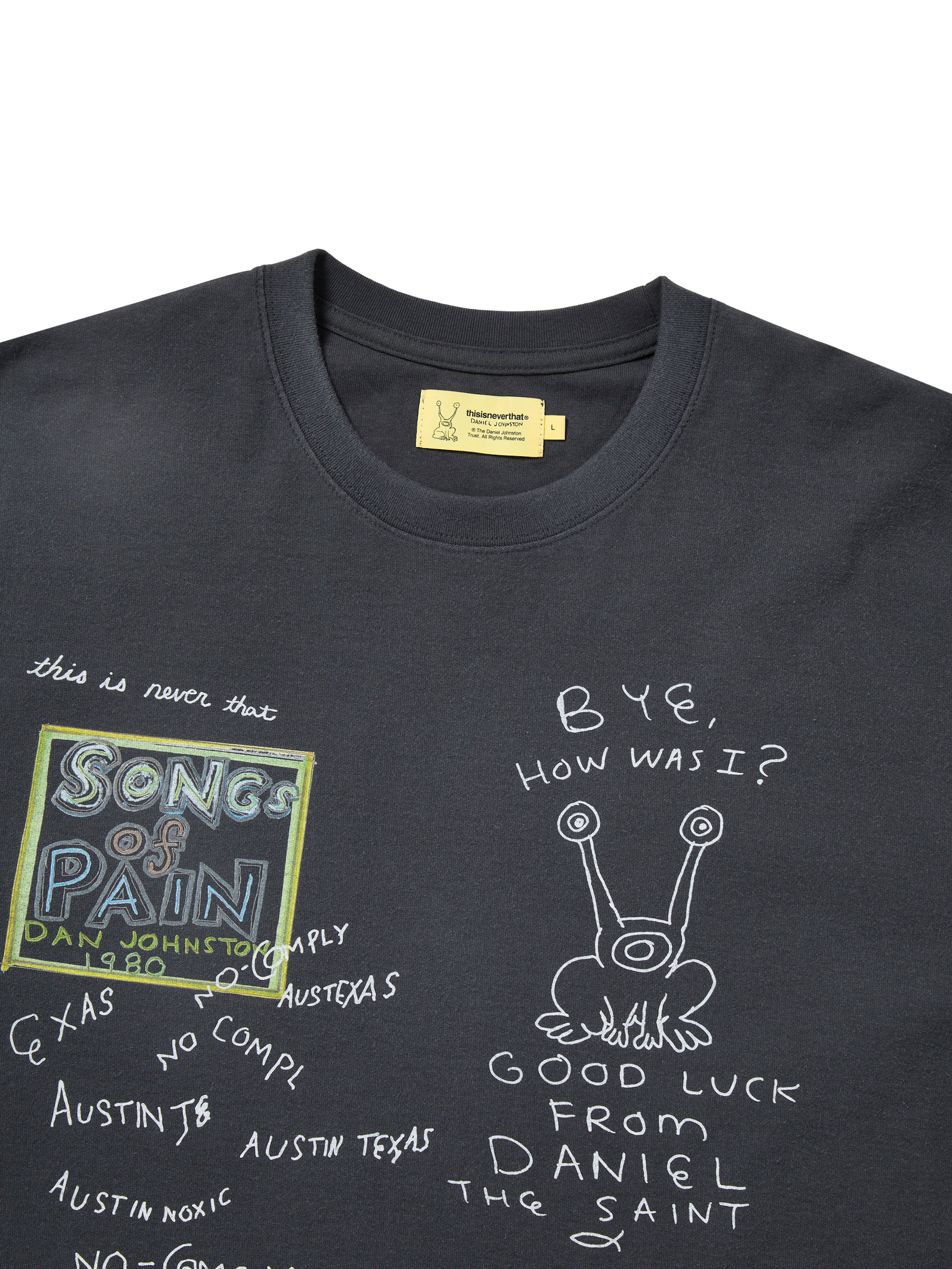 thisisneverthat - TNT Daniel Johnston SONGS of PAIN Faded Tee (Off Black) product image 2 | TRAB K-Fashion Australia