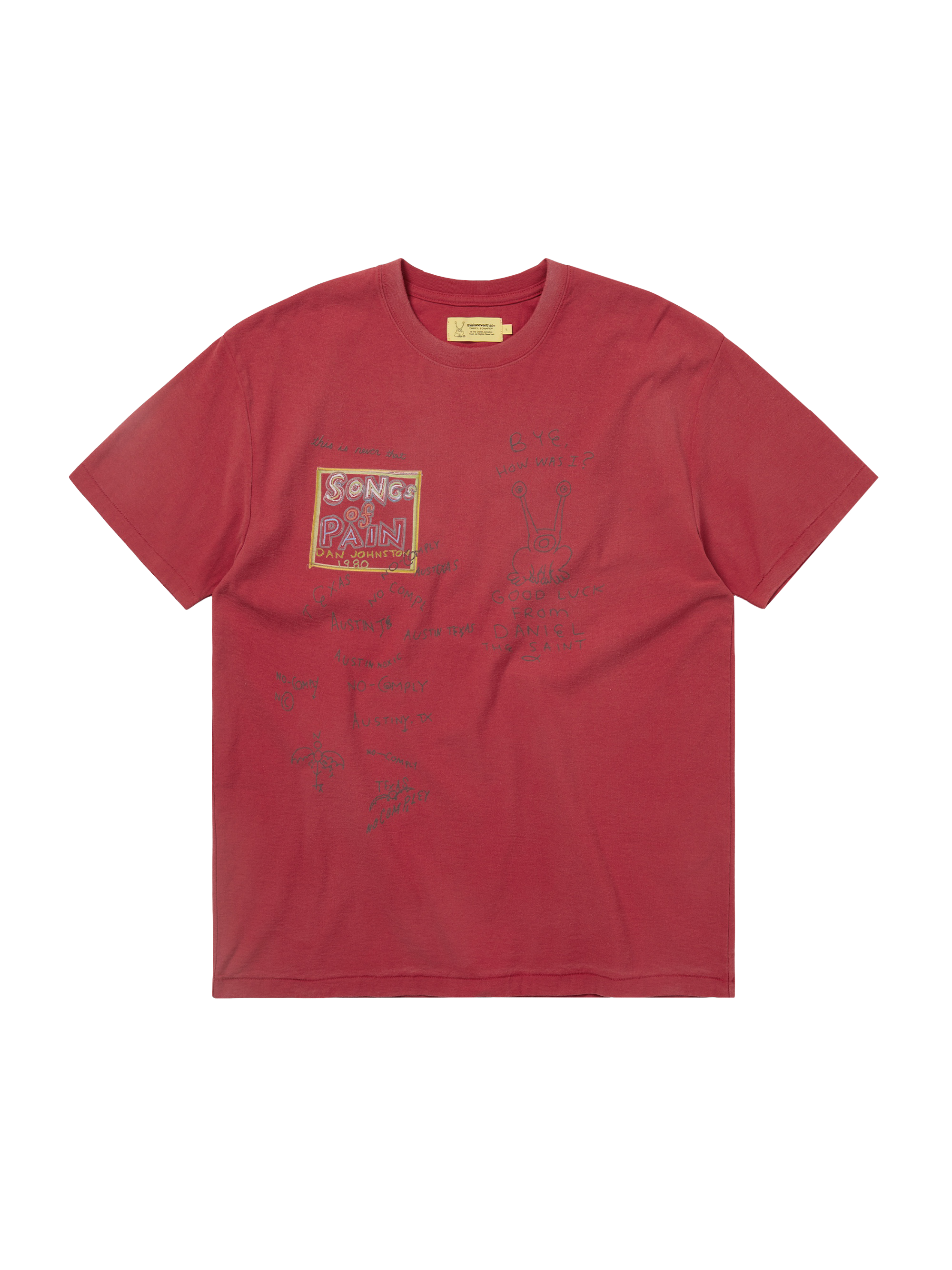 thisisneverthat - TNT Daniel Johnston SONGS of PAIN Faded Tee (Red) product image 1 | TRAB K-Fashion Australia