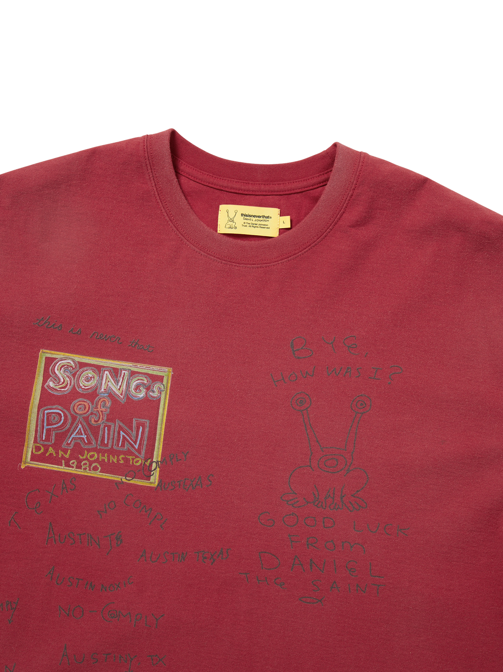 thisisneverthat - TNT Daniel Johnston SONGS of PAIN Faded Tee (Red) product image 2 | TRAB K-Fashion Australia