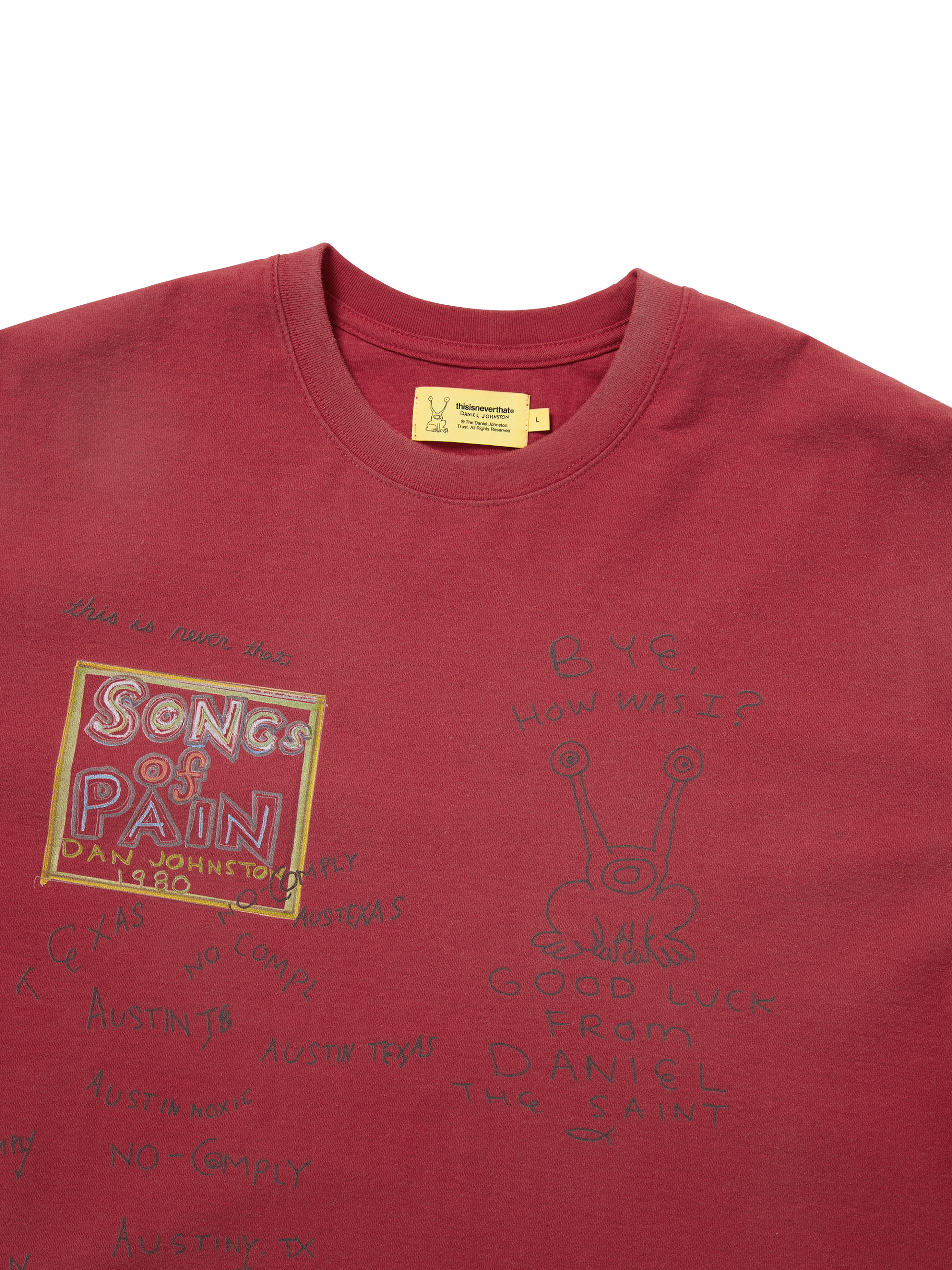 thisisneverthat - TNT Daniel Johnston SONGS of PAIN Faded Tee (Red) product image 2 | TRAB K-Fashion Australia