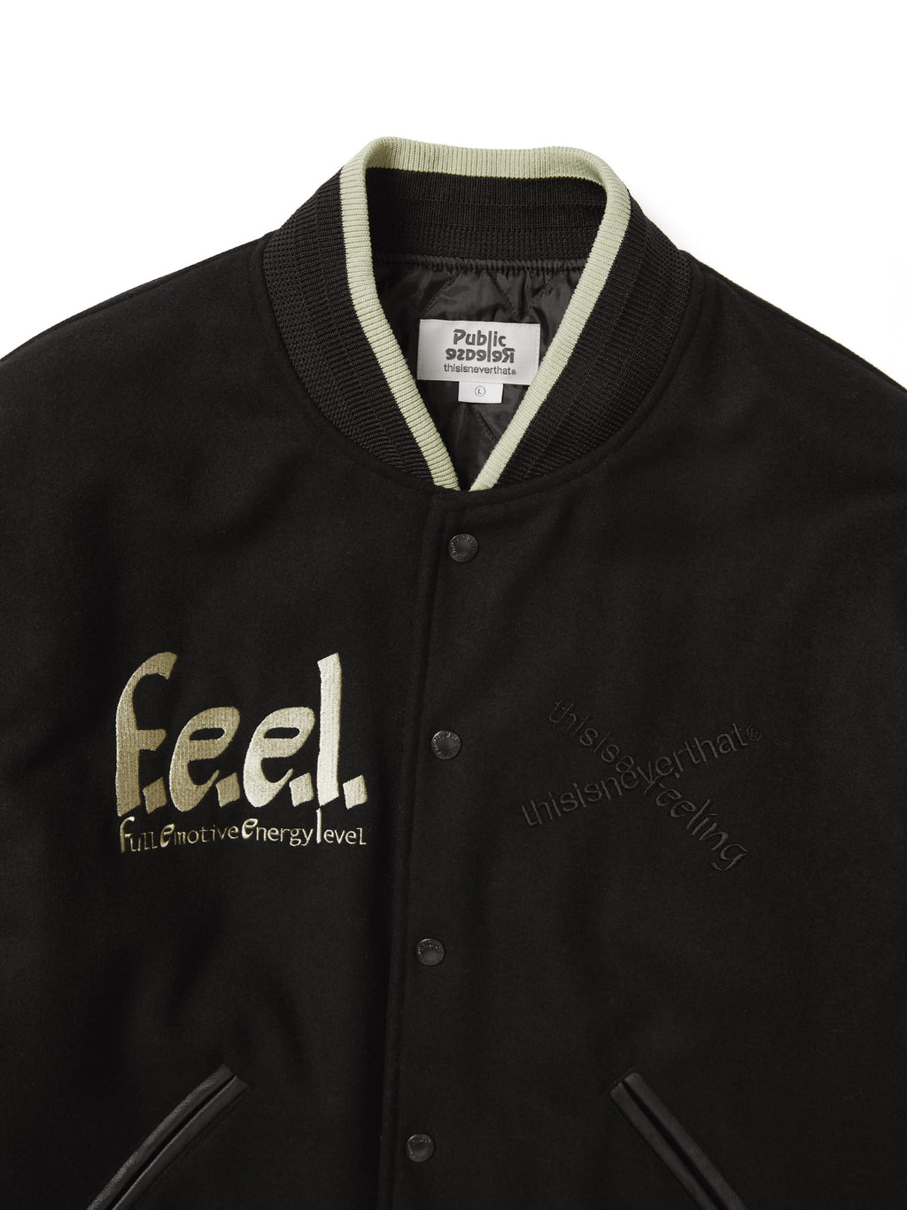 thisisneverthat - TNT FULL EMOTIVE Varsity Jacket (Black) product image 2 | TRAB K-Fashion Australia