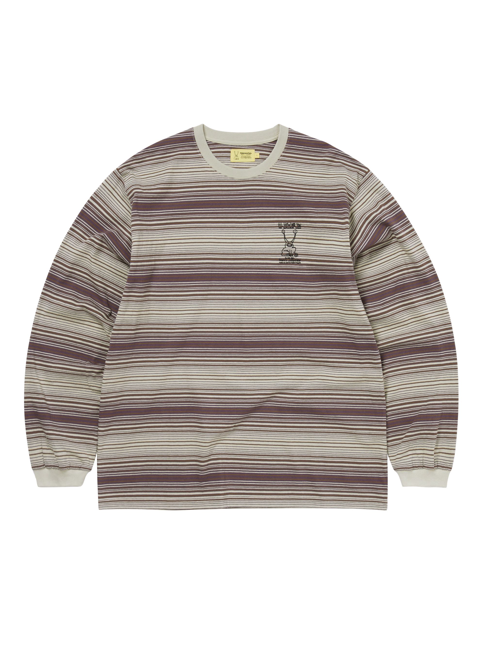 thisisneverthat - TNT Daniel Johnston Frog Striped L/S Tee Khaki (Lightblue) product image 1 | TRAB K-Fashion Australia