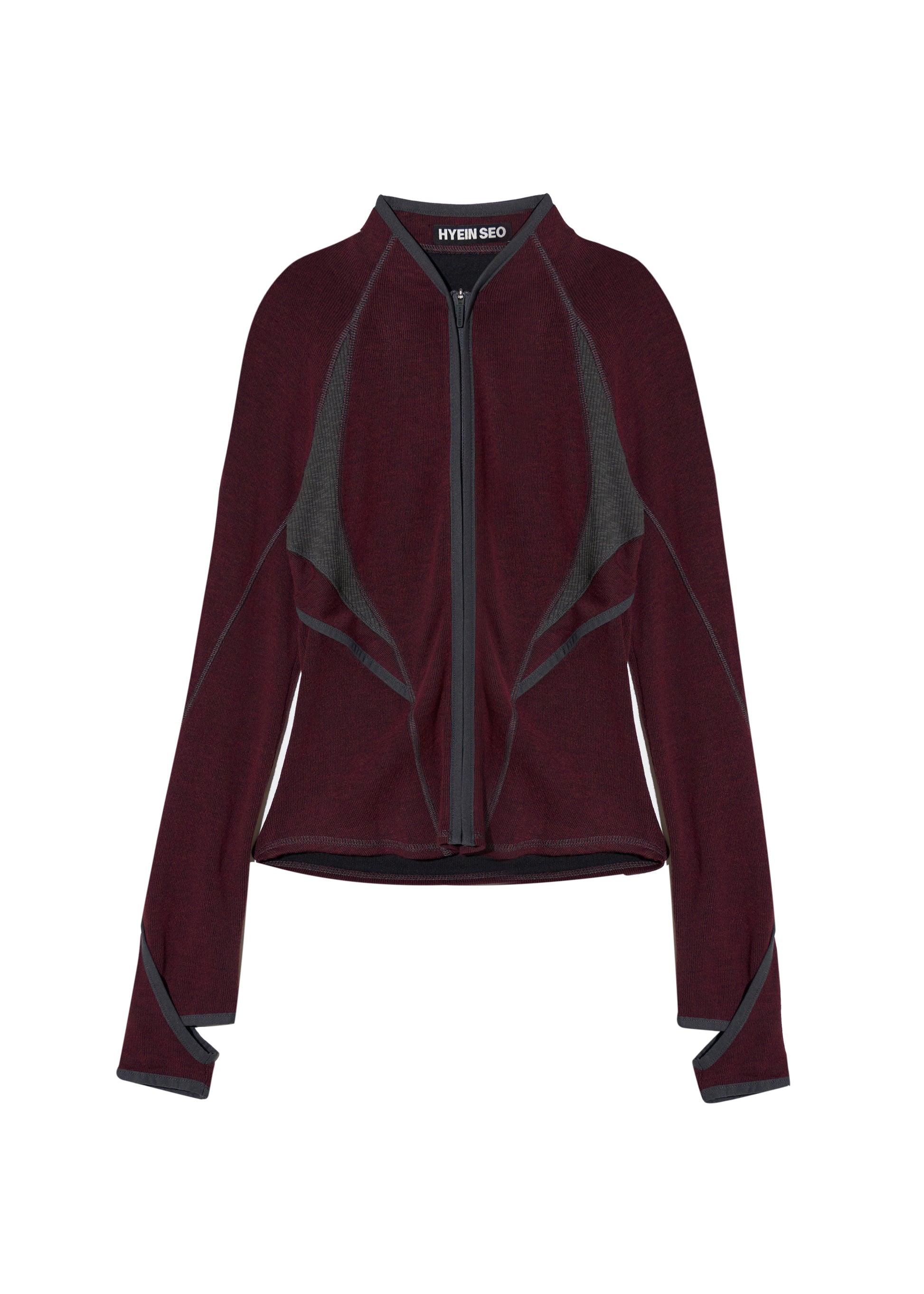 Hyein Seo - Slashed Zip Top (Burgundy) product image 5 | TRAB K-Fashion Australia