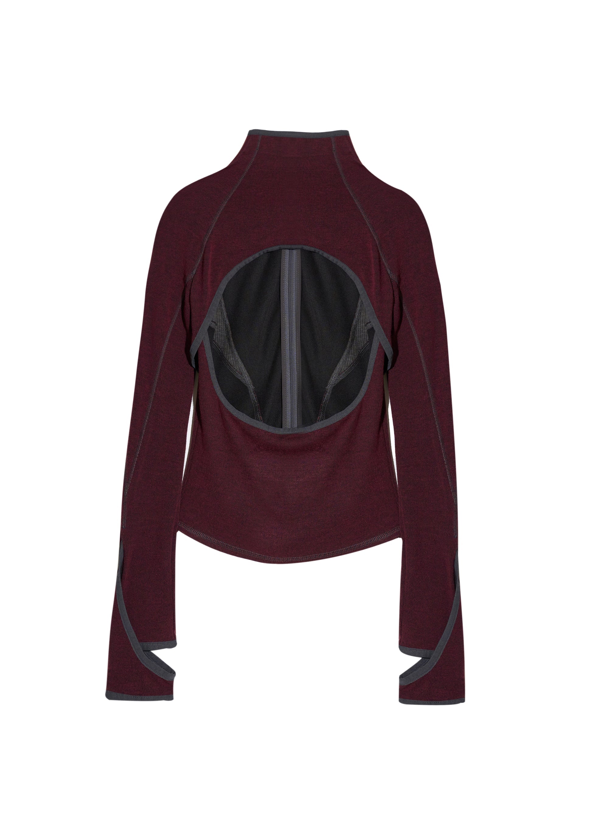 Hyein Seo - Slashed Zip Top (Burgundy) product image 6 | TRAB K-Fashion Australia