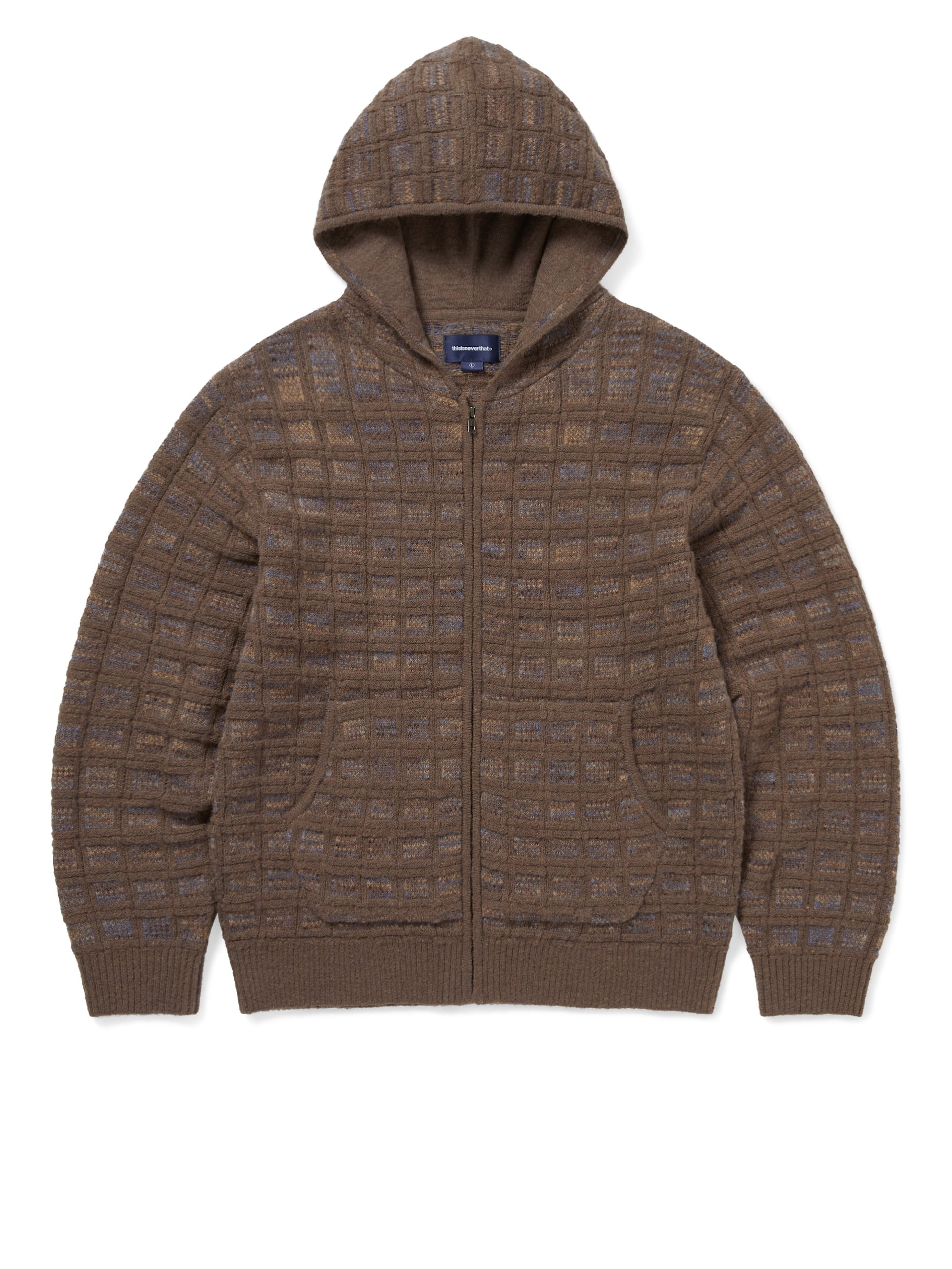 thisisneverthat - Textured Knit Zip Hoodie (Brown) product image 1 | TRAB K-Fashion Australia