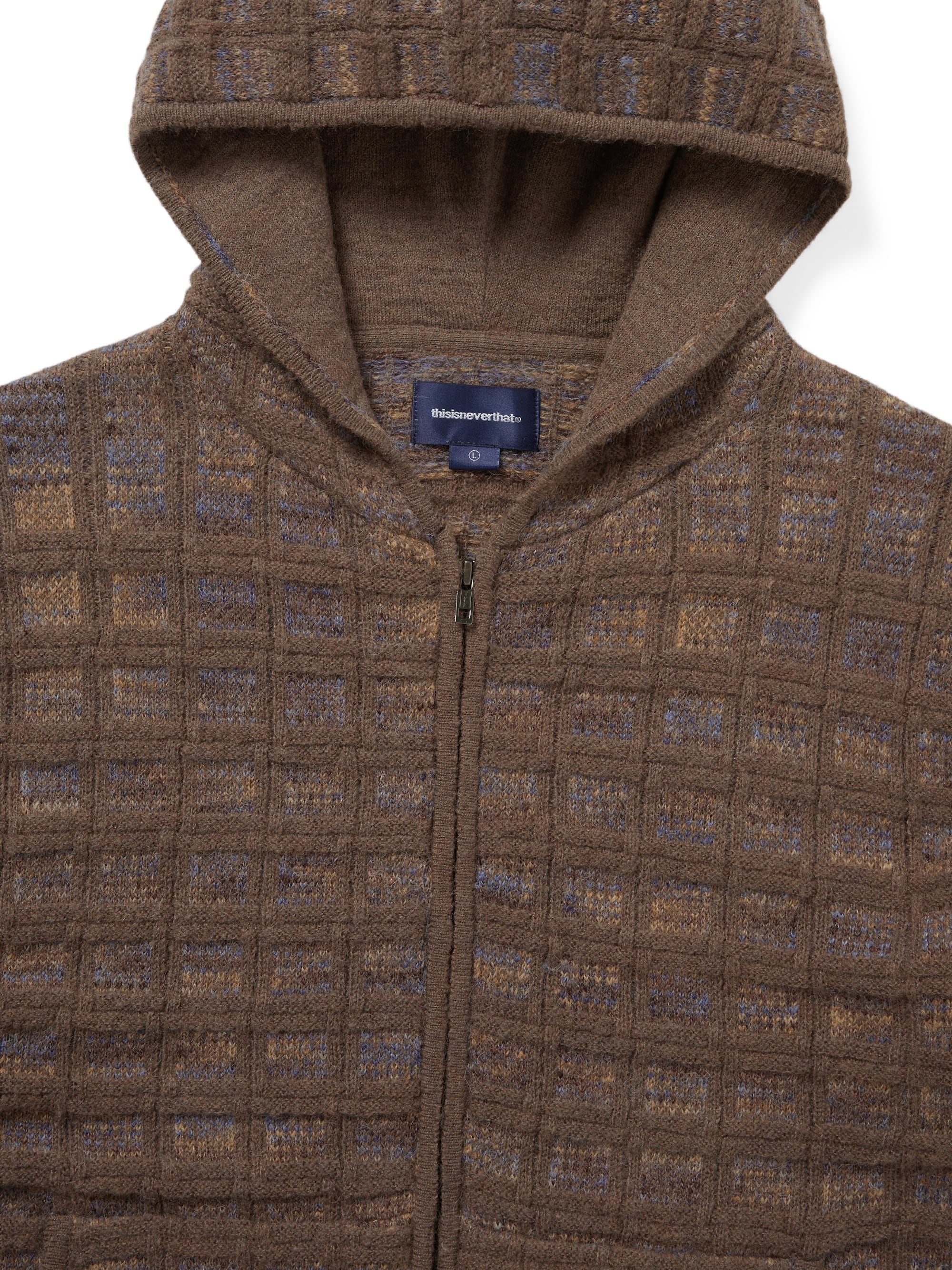 thisisneverthat - Textured Knit Zip Hoodie Dusty (Brown) product image 2 | TRAB K-Fashion Australia