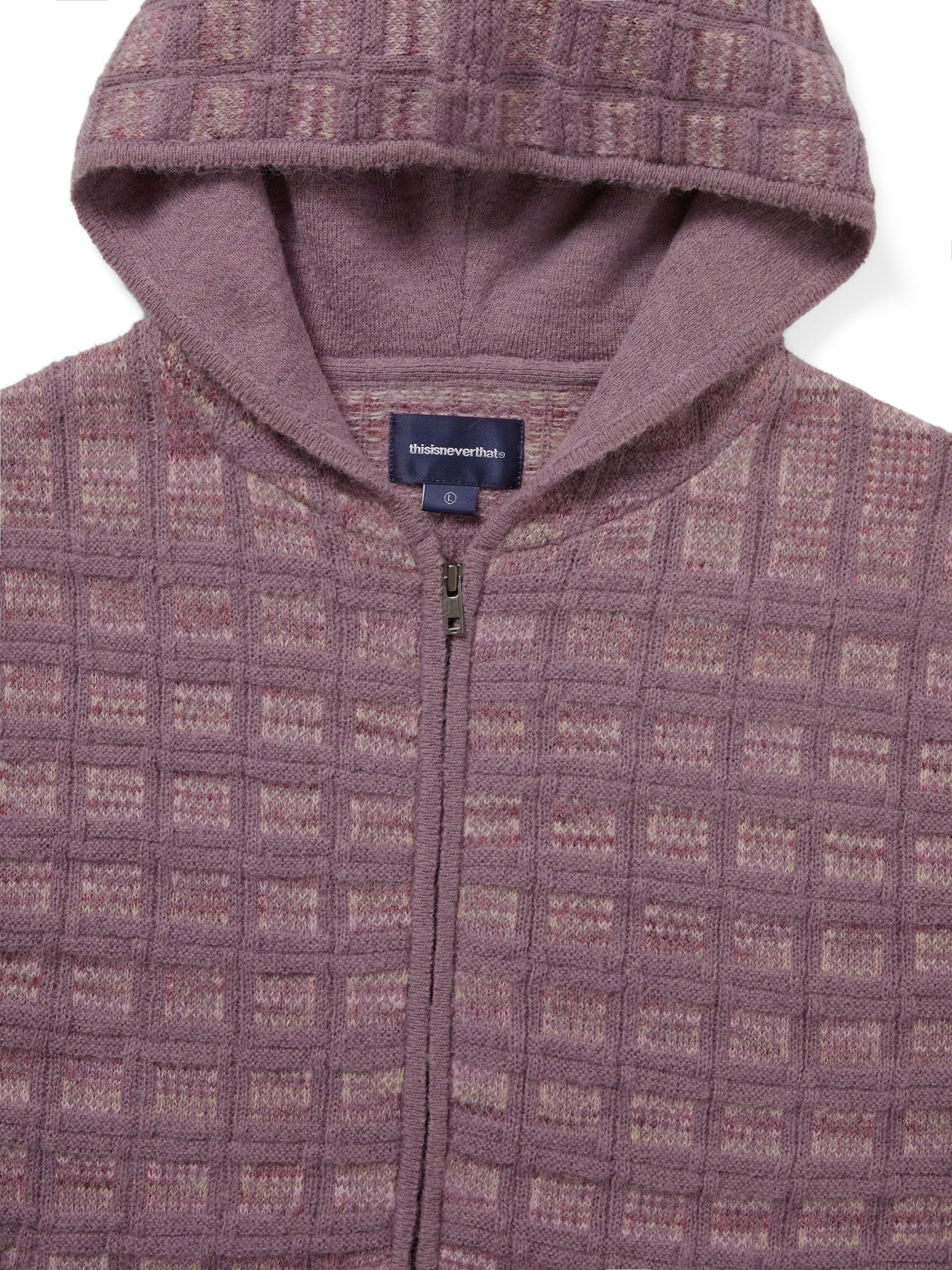 thisisneverthat - Textured Knit Zip Hoodie Dusty (Pink) product image 2 | TRAB K-Fashion Australia