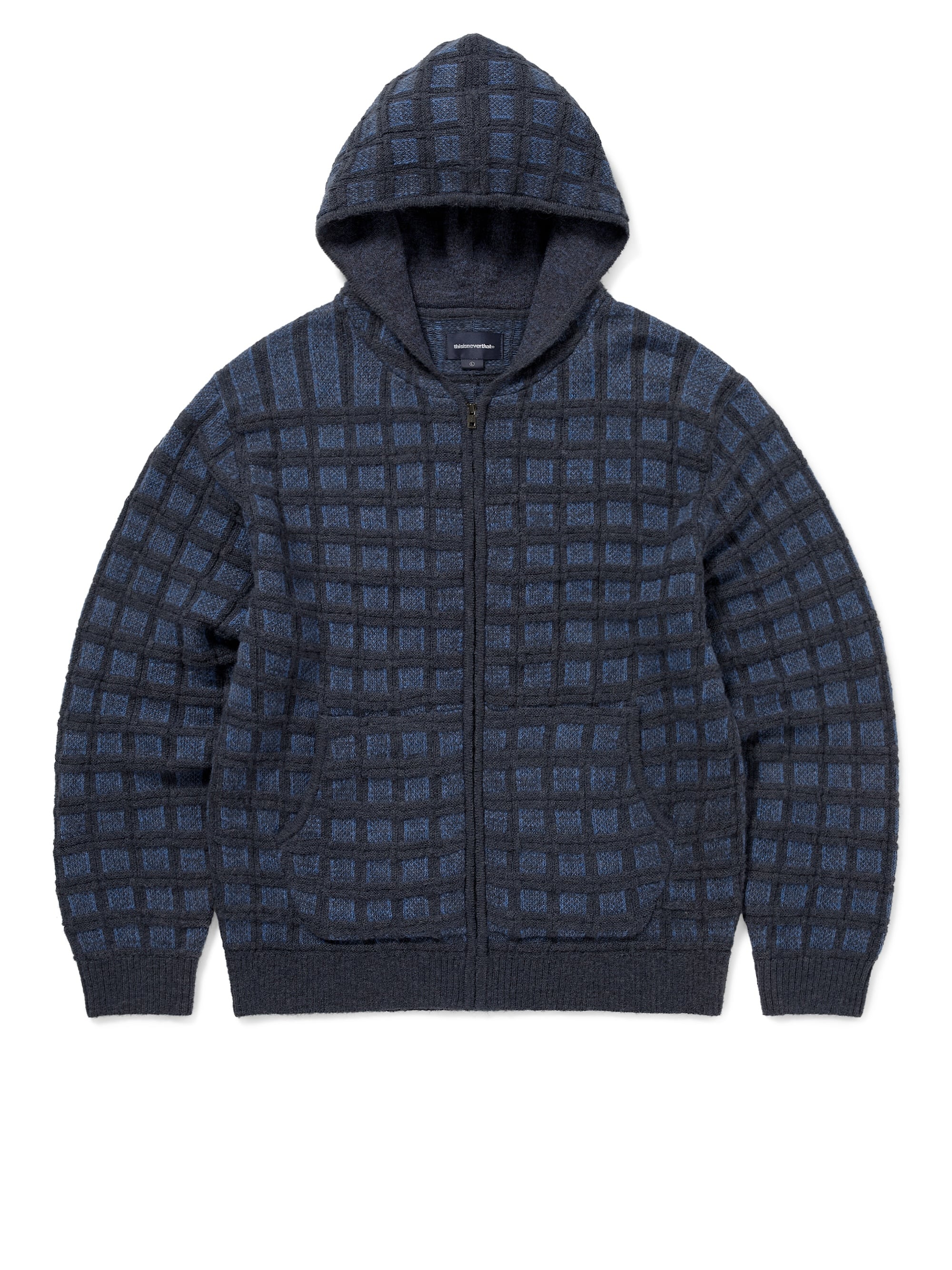 thisisneverthat - Textured Knit Zip Hoodie Dusty (Navy) product image 1 | TRAB K-Fashion Australia