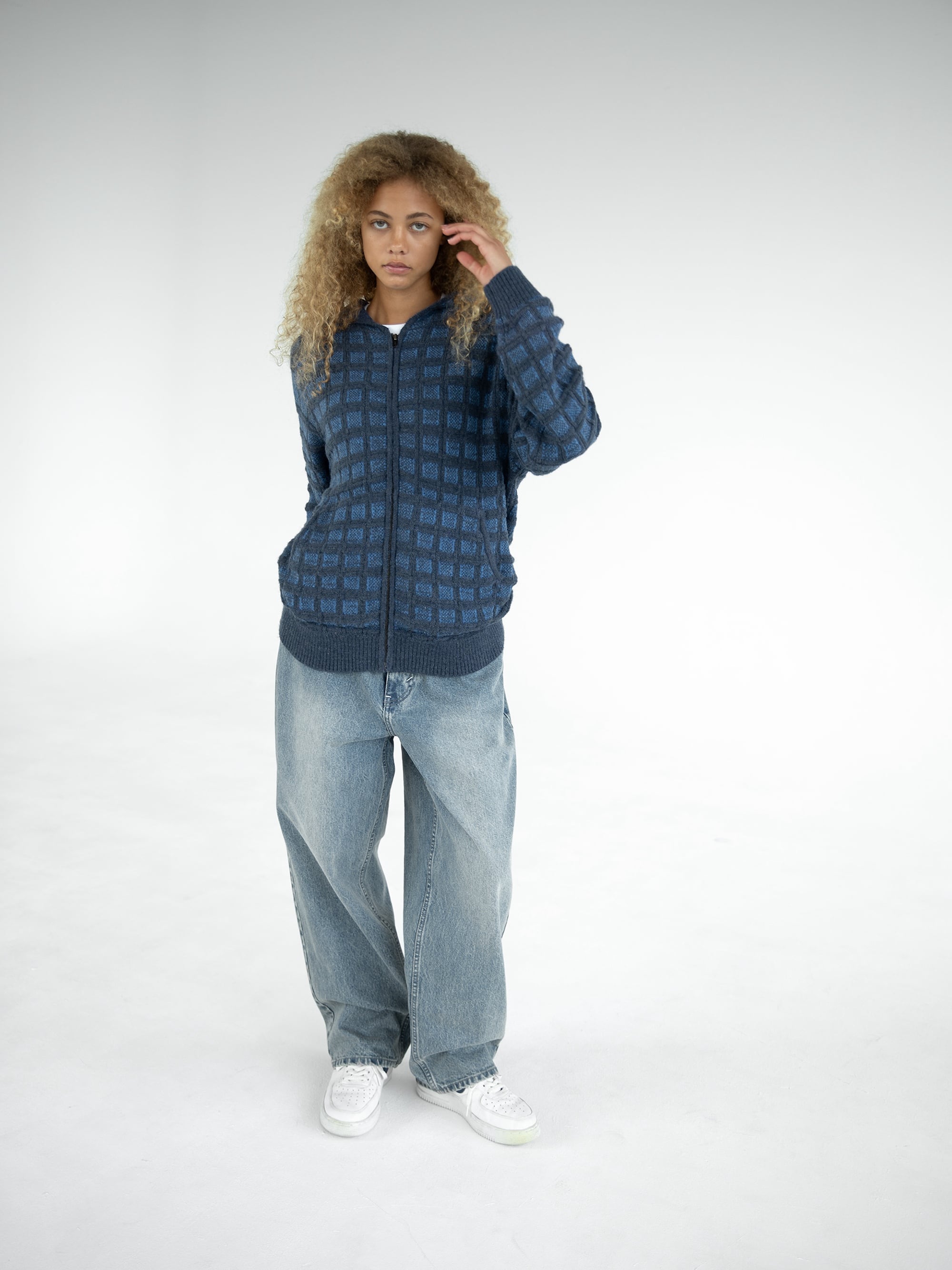 thisisneverthat - Textured Knit Zip Hoodie Dusty (Navy) product image 4 | TRAB K-Fashion Australia