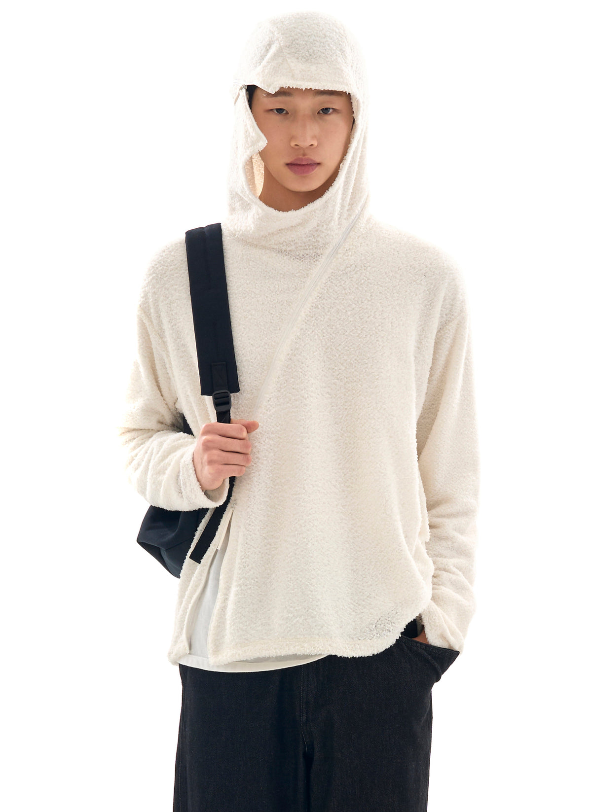 Post Archive Faction - Curved Fleece Hoodie (Ivory) product image 1 | TRAB K-Fashion Australia