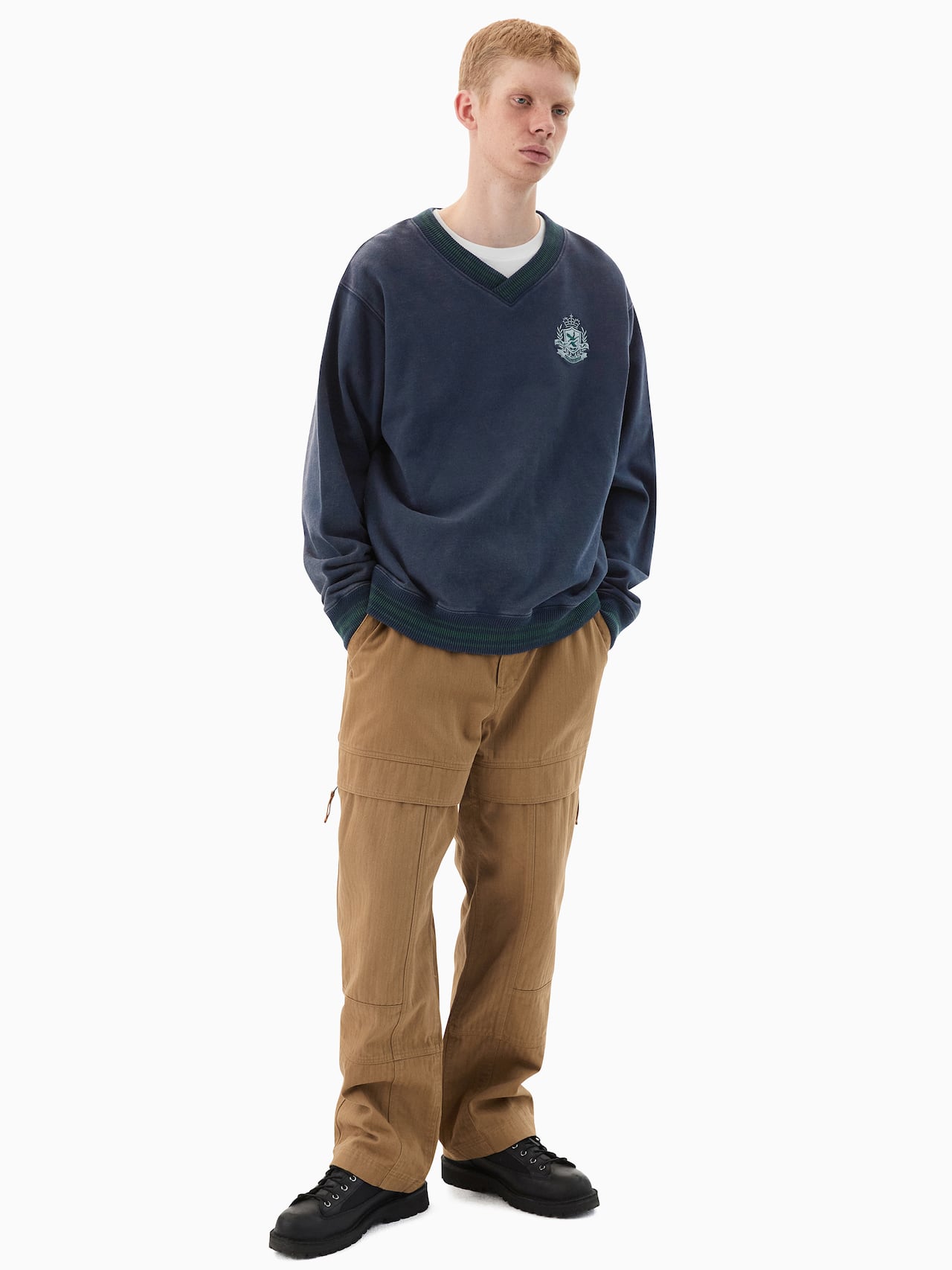 thisisneverthat - V Neck Emblem Sweatshirt (Navy) product image 6 | TRAB K-Fashion Australia