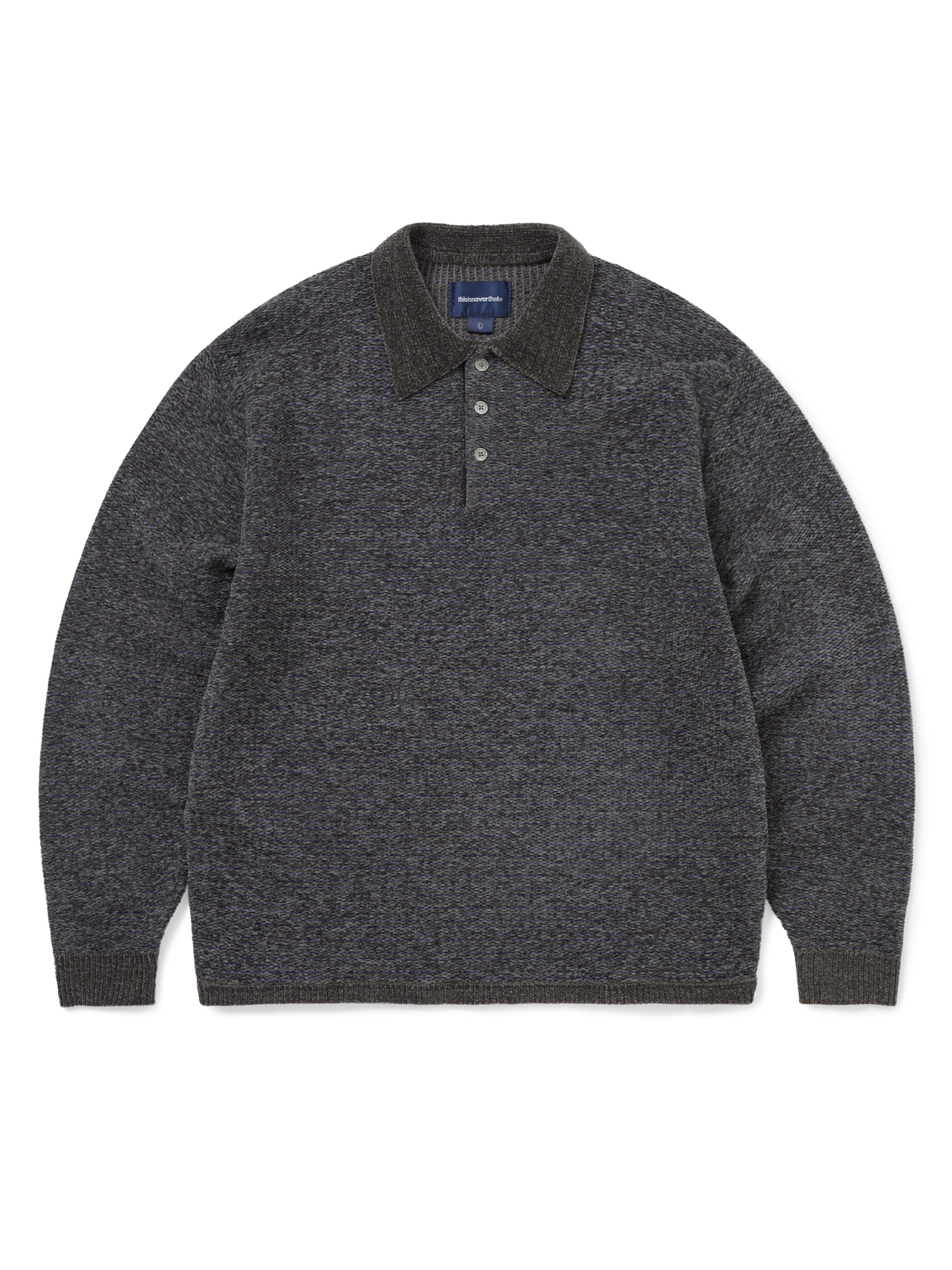 thisisneverthat - Velvet Knit Polo (Charcoal) product image 1 | TRAB K-Fashion Australia