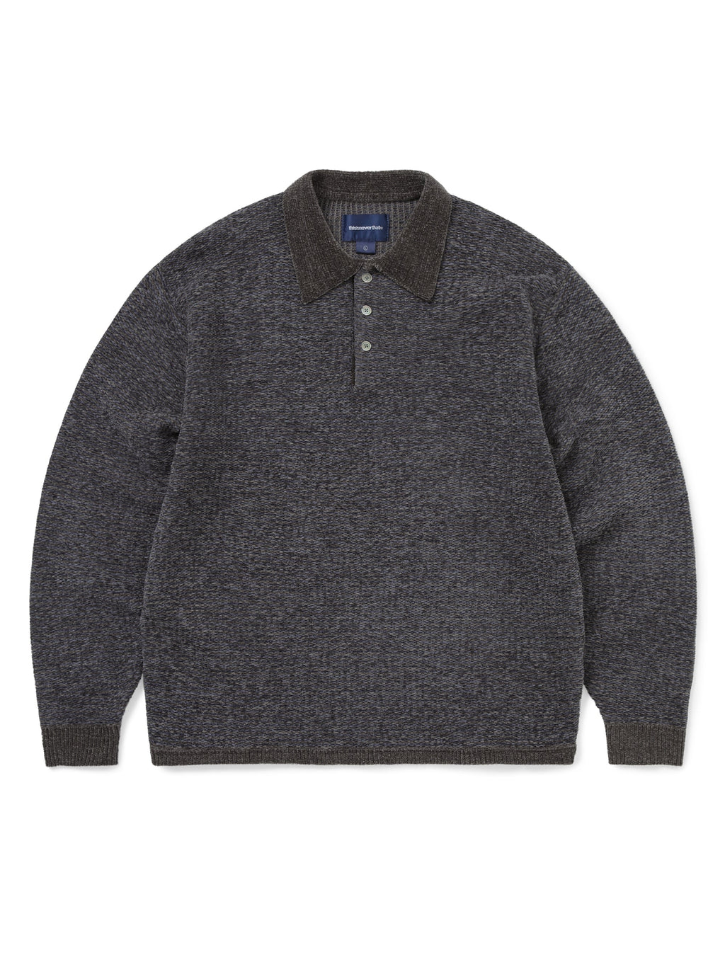 thisisneverthat - Velvet Knit Polo (Charcoal) product image 1 | TRAB K-Fashion Australia
