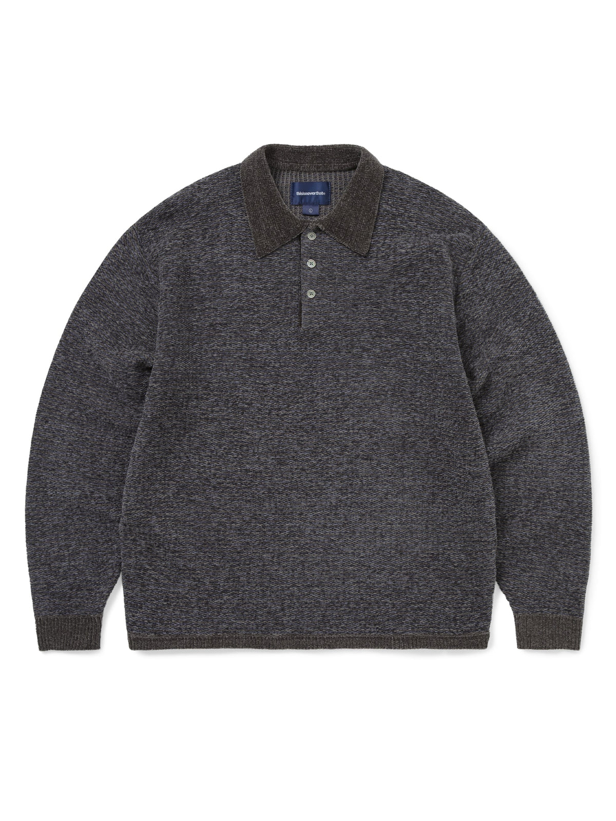 thisisneverthat - Velvet Knit Polo (Charcoal) product image 1 | TRAB K-Fashion Australia