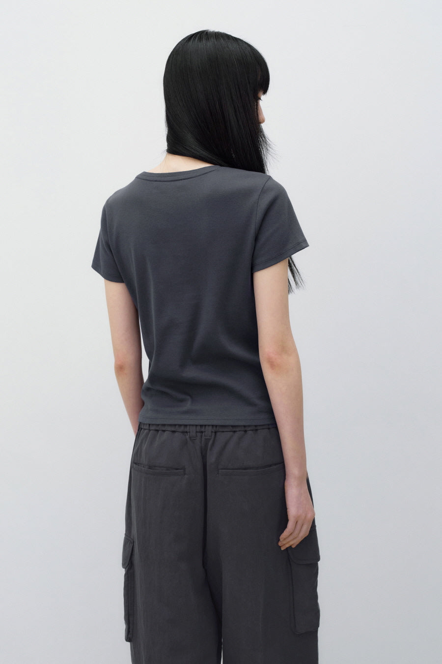 Insilence - Mesh Layered Short Sleeve (Charcoal) product image 5 | TRAB K-Fashion Australia