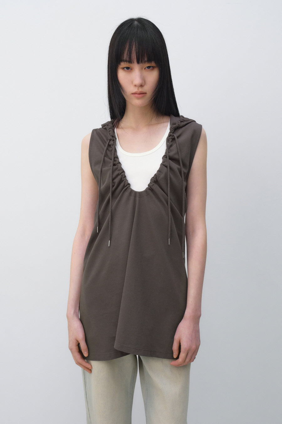 Insilence - String Hooded Top (Brown) product image 3 | TRAB K-Fashion Australia