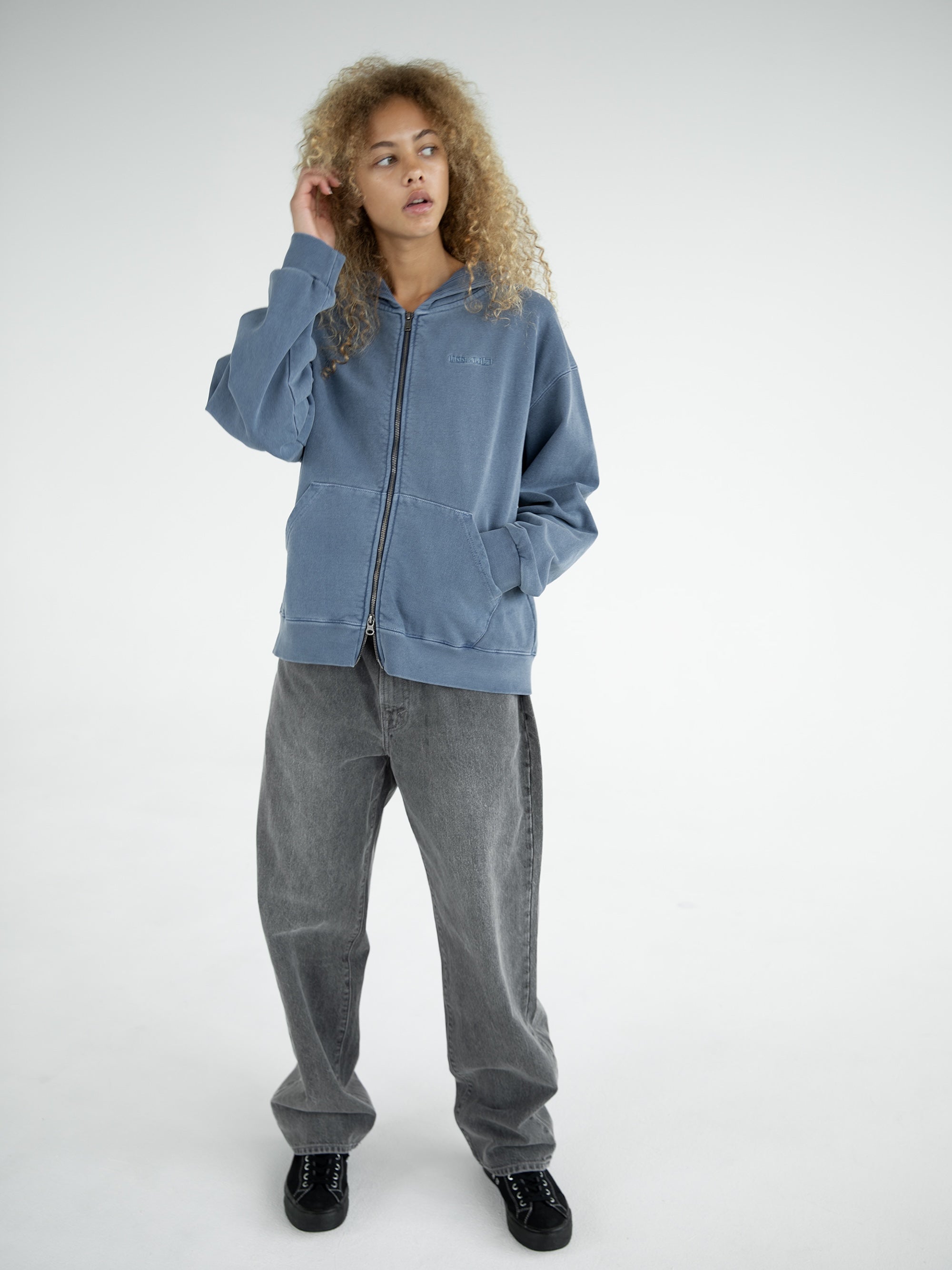 thisisneverthat - Waffle Lined Zip Up Hoodie (Warm Blue) product image 4 | TRAB K-Fashion Australia