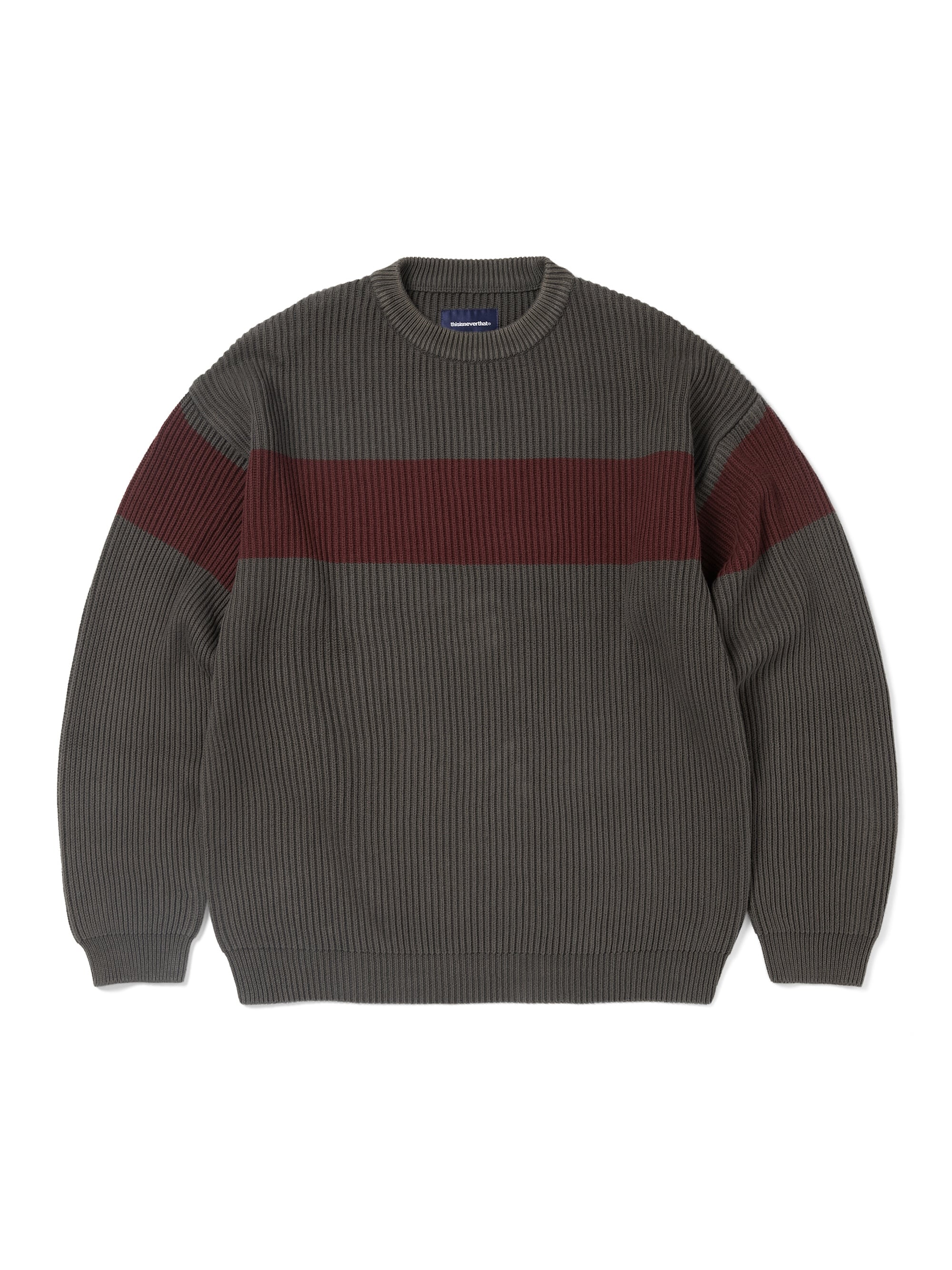 thisisneverthat - Washed Block Knit Sweater (Charcoal) product image 1 | TRAB K-Fashion Australia