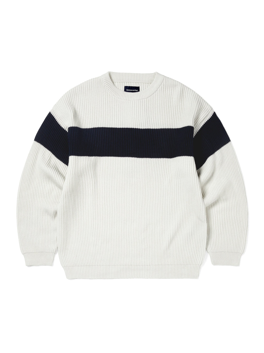 thisisneverthat - Washed Block Knit Sweater (Ivory) product image 1 | TRAB K-Fashion Australia